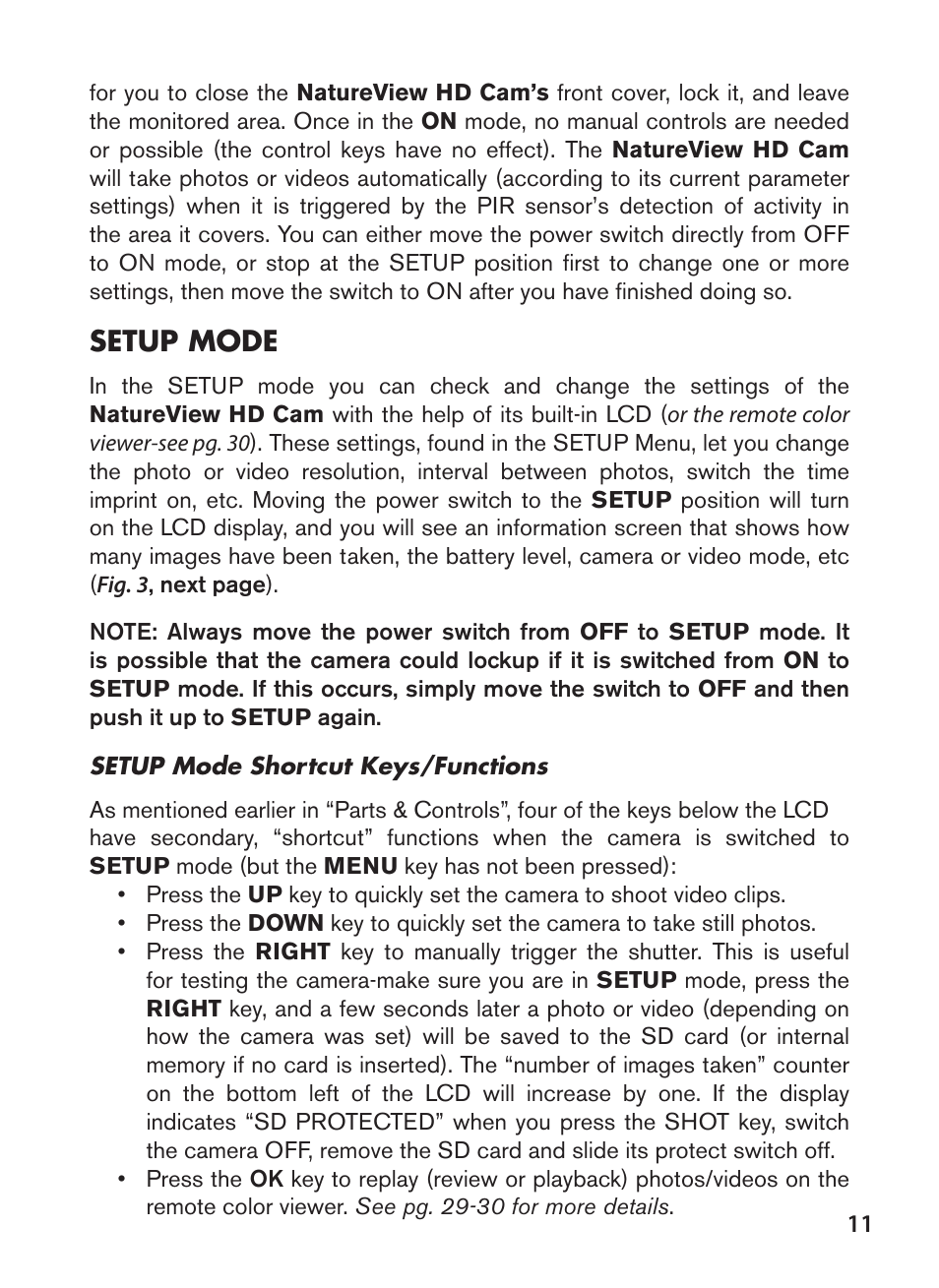 Setup mode | Bushnell NatureView HD Essential Trail Camera (Green) User Manual | Page 11 / 232