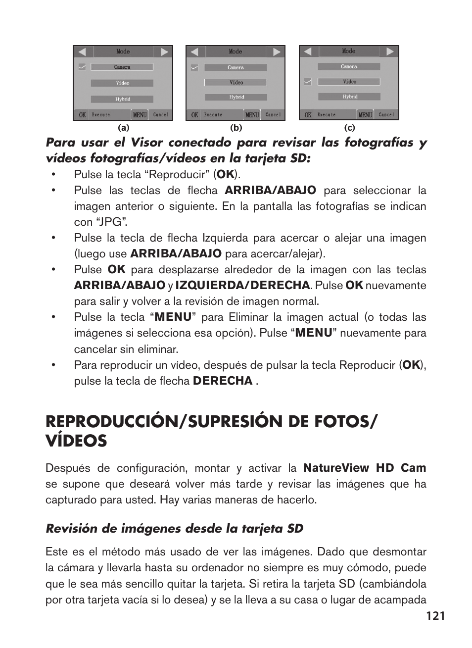 Reproducción/supresión de fotos/ vídeos | Bushnell NatureView HD Essential Trail Camera (Green) User Manual | Page 121 / 232