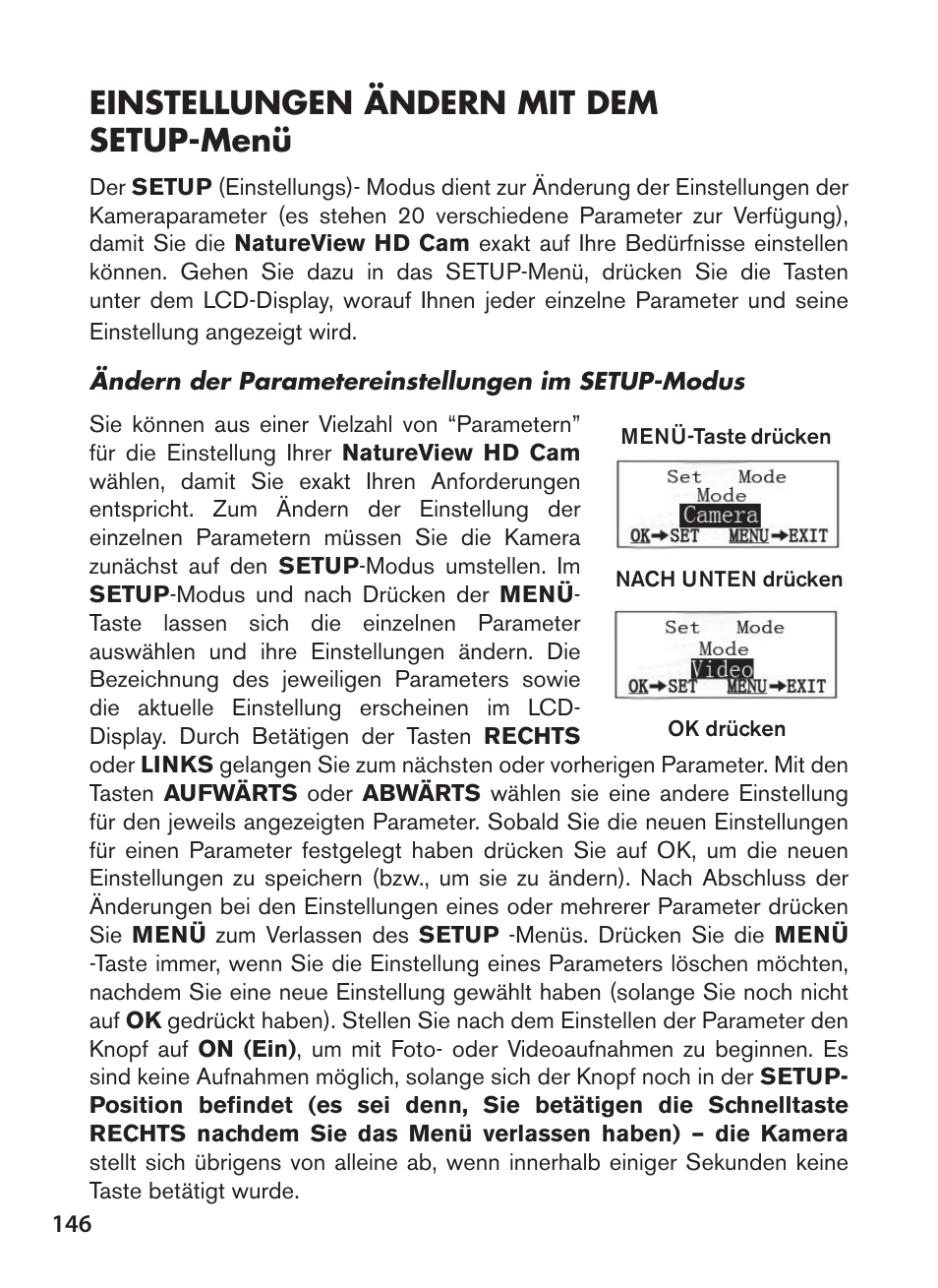 Einstellungen ändern mit dem setup-menü | Bushnell NatureView HD Essential Trail Camera (Green) User Manual | Page 146 / 232