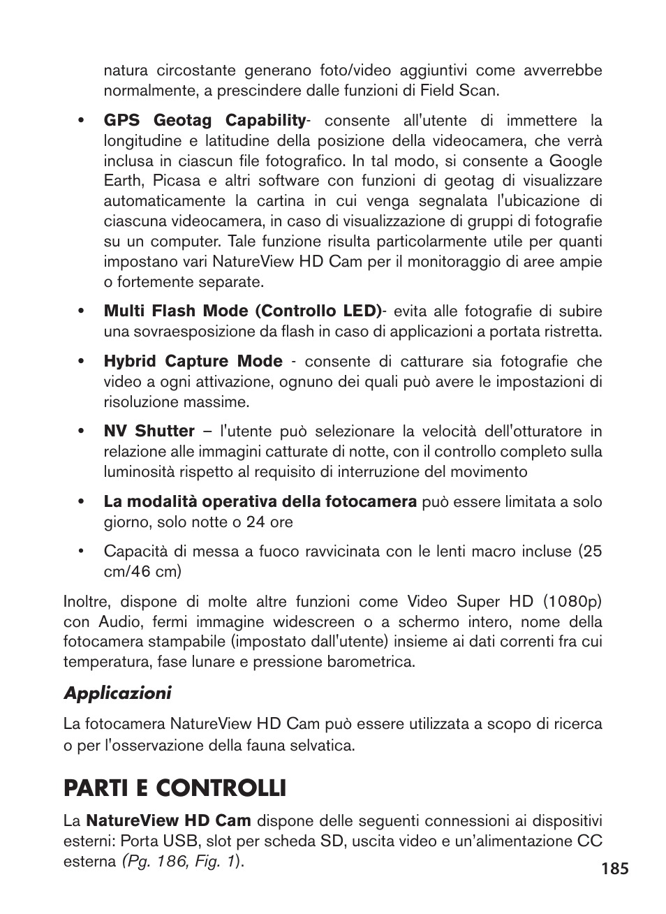 Parti e controlli | Bushnell NatureView HD Essential Trail Camera (Green) User Manual | Page 185 / 232