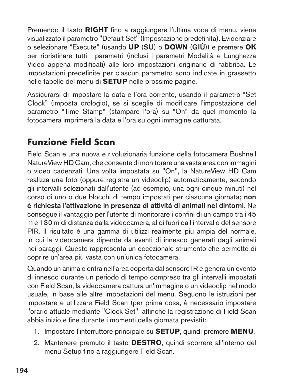 Funzione field scan | Bushnell NatureView HD Essential Trail Camera (Green) User Manual | Page 194 / 232