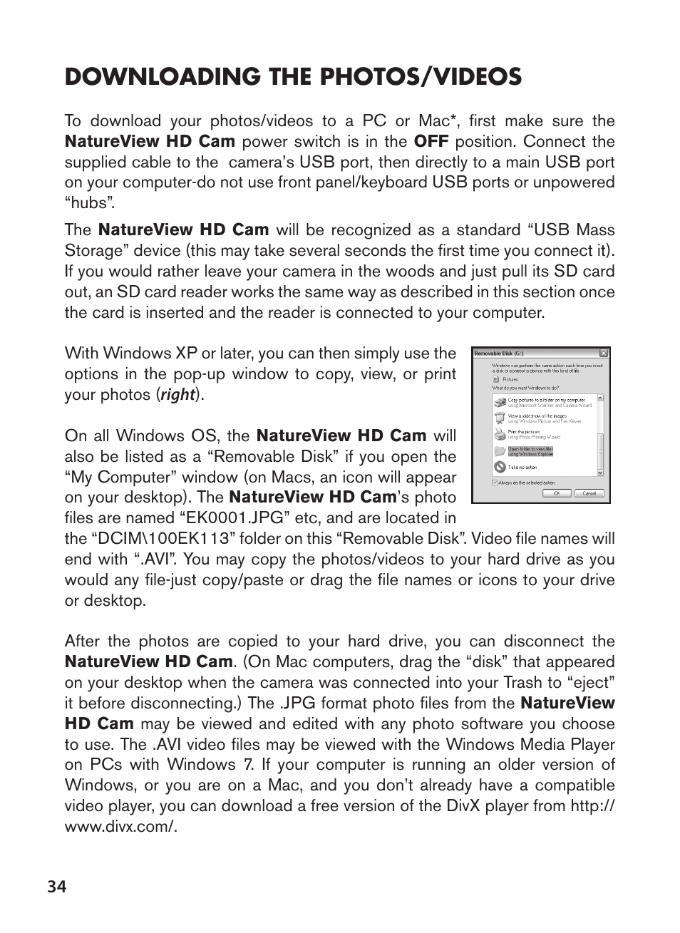 Downloading the photos/videos | Bushnell NatureView HD Essential Trail Camera (Green) User Manual | Page 34 / 232