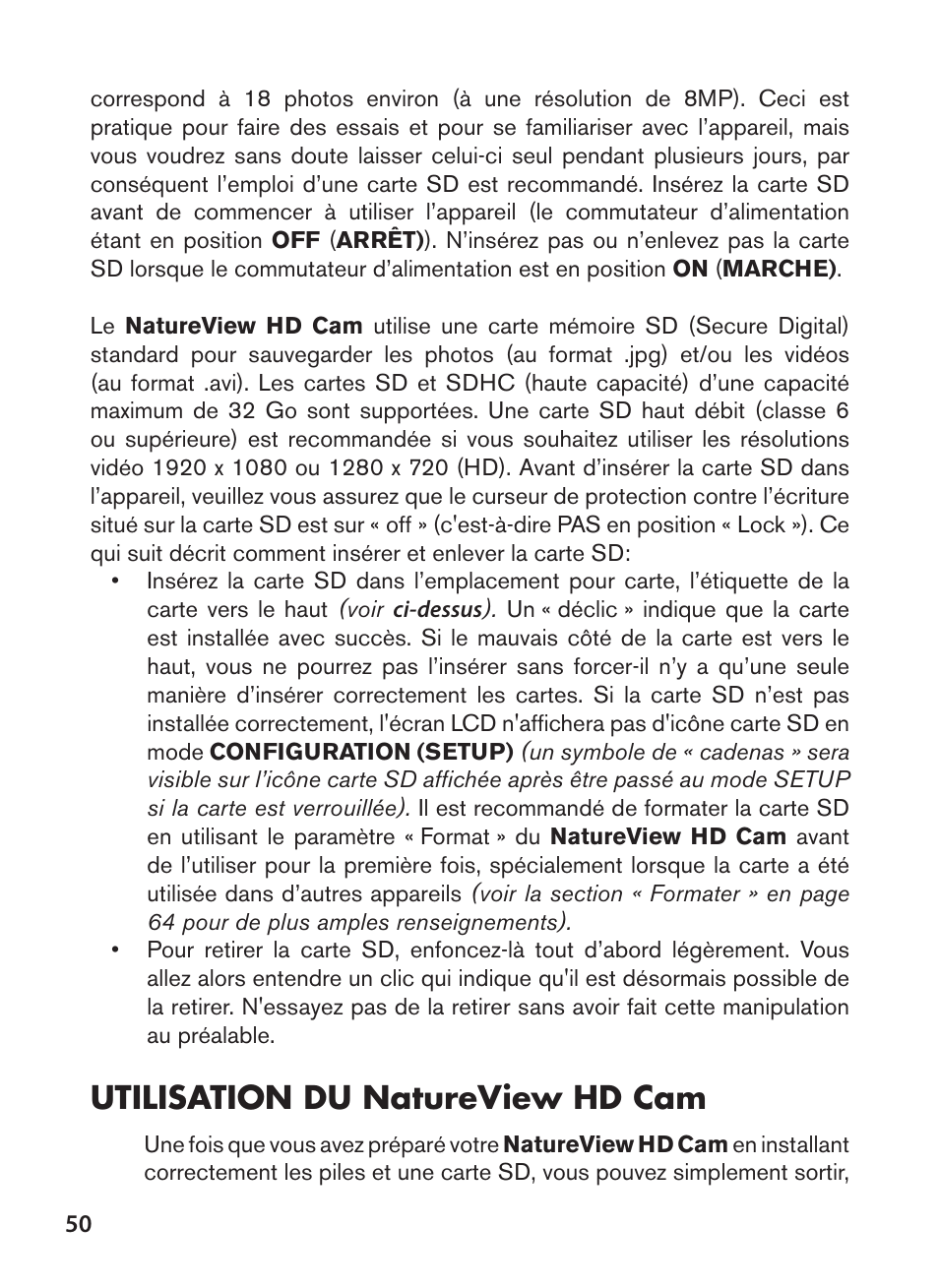 Utilisation du natureview hd cam | Bushnell NatureView HD Essential Trail Camera (Green) User Manual | Page 50 / 232