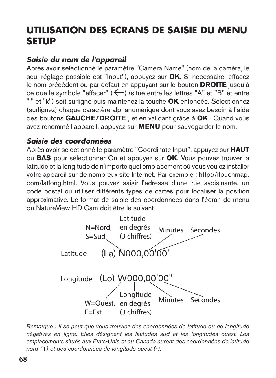 Utilisation des ecrans de saisie du menu setup | Bushnell NatureView HD Essential Trail Camera (Green) User Manual | Page 68 / 232