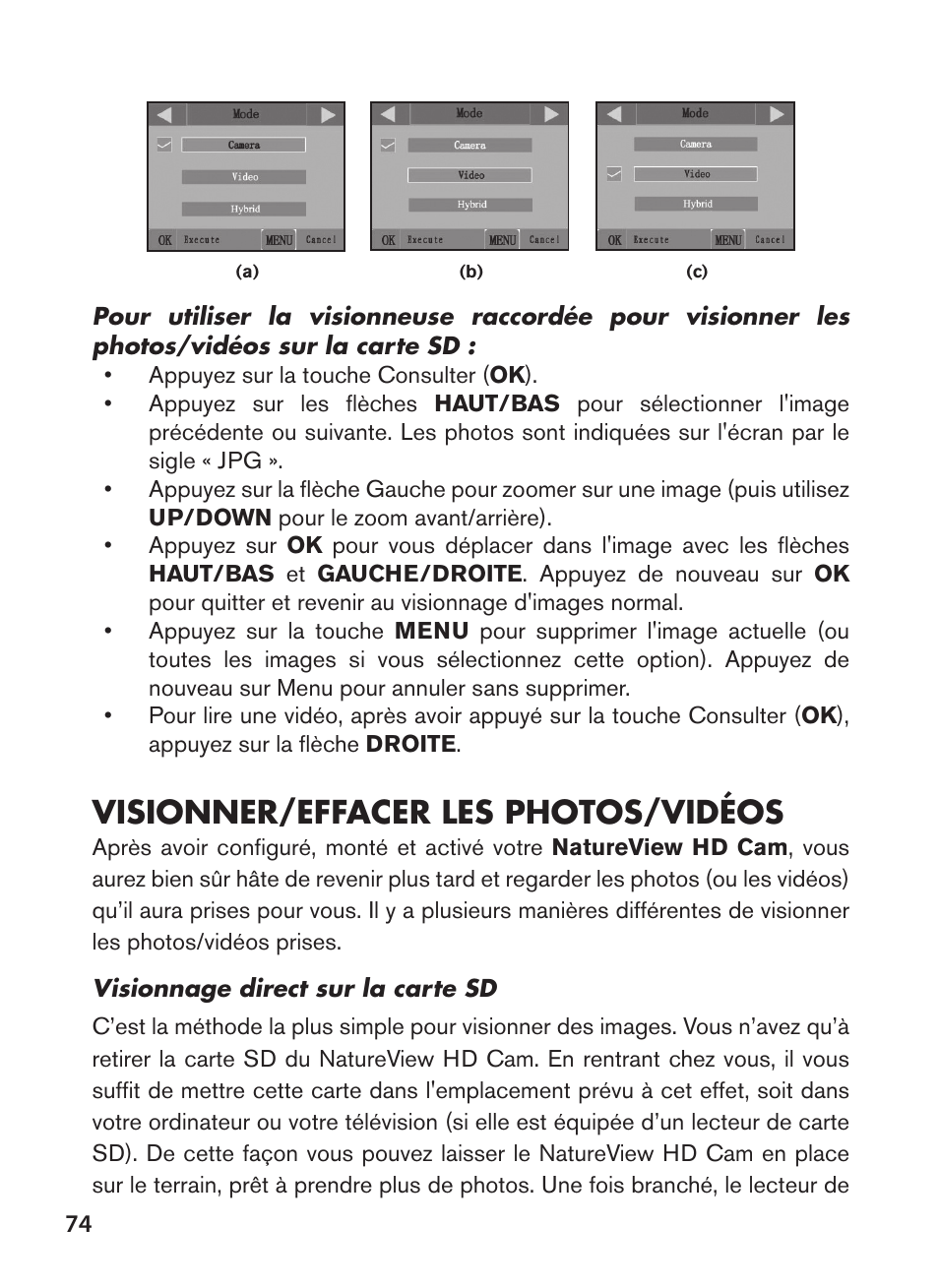 Visionner/effacer les photos/vidéos | Bushnell NatureView HD Essential Trail Camera (Green) User Manual | Page 74 / 232
