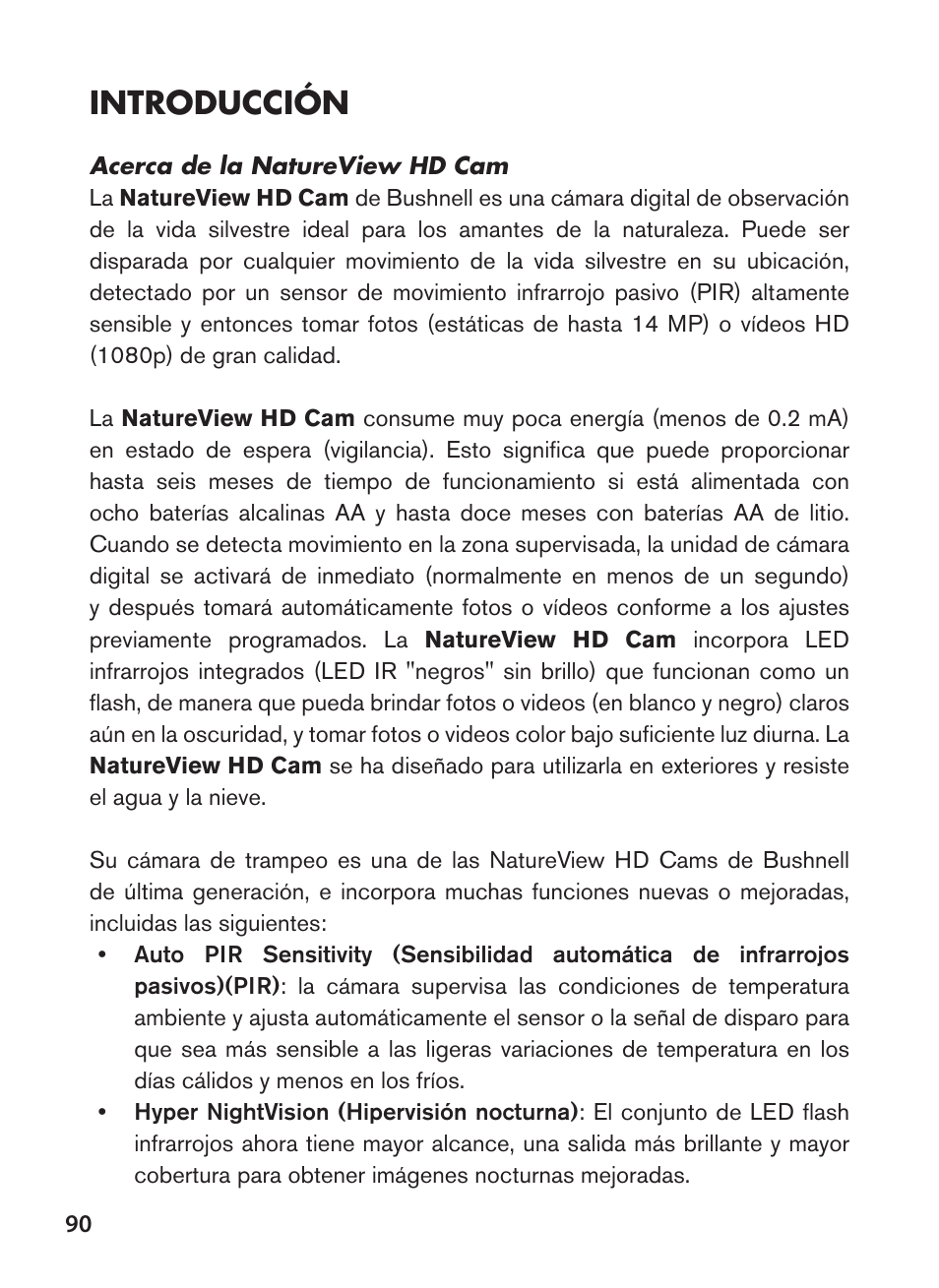 Introducción | Bushnell NatureView HD Essential Trail Camera (Green) User Manual | Page 90 / 232