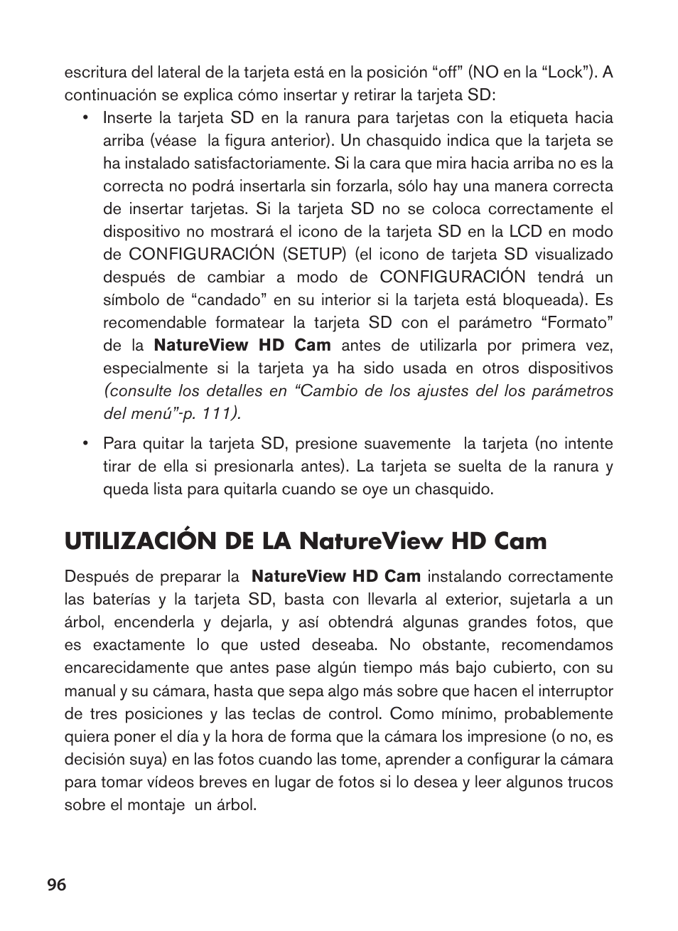 Utilización de la natureview hd cam | Bushnell NatureView HD Essential Trail Camera (Green) User Manual | Page 96 / 232