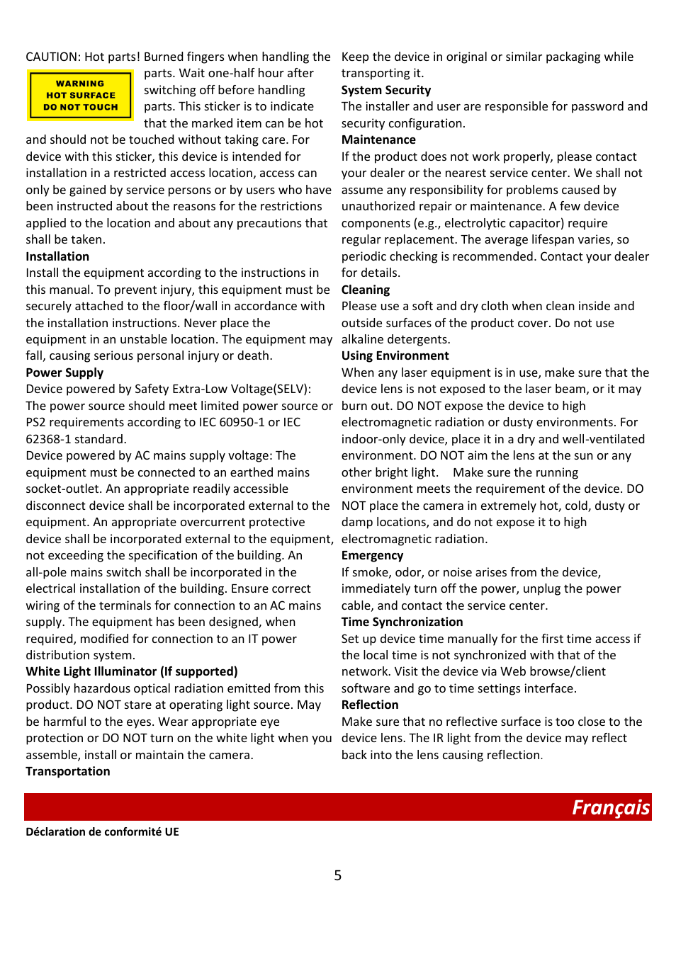 Français | Hikvision DeepinView IDS-2CD7A46G0/P-IZHSY 4MP Outdoor Network Bullet Camera with Night Vision & 8-32mm Lens User Manual | Page 31 / 61