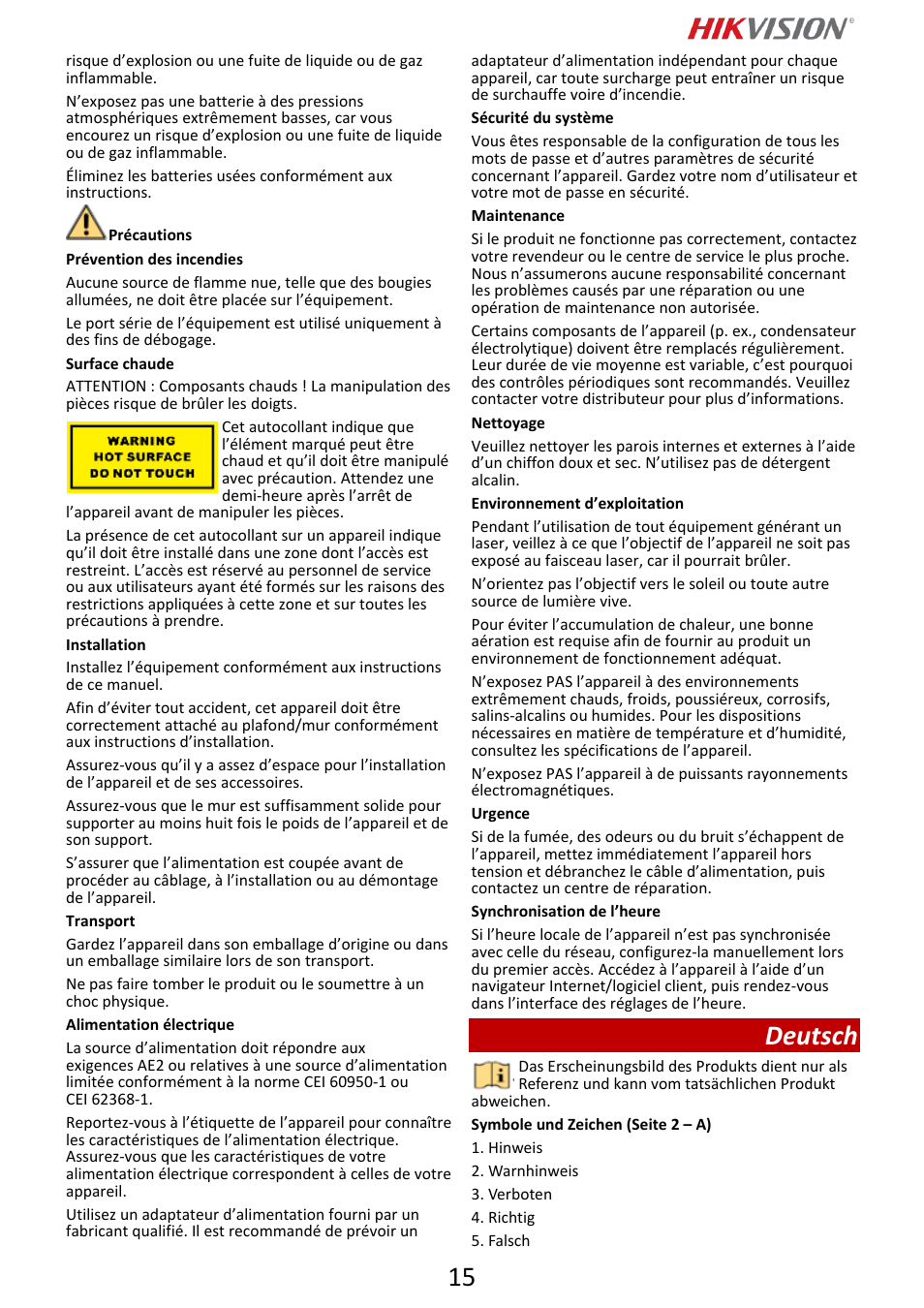 Deutsch | Hikvision DS-2DF6A832X-DE3 8MP PTZ Network Dome Camera User Manual | Page 16 / 57