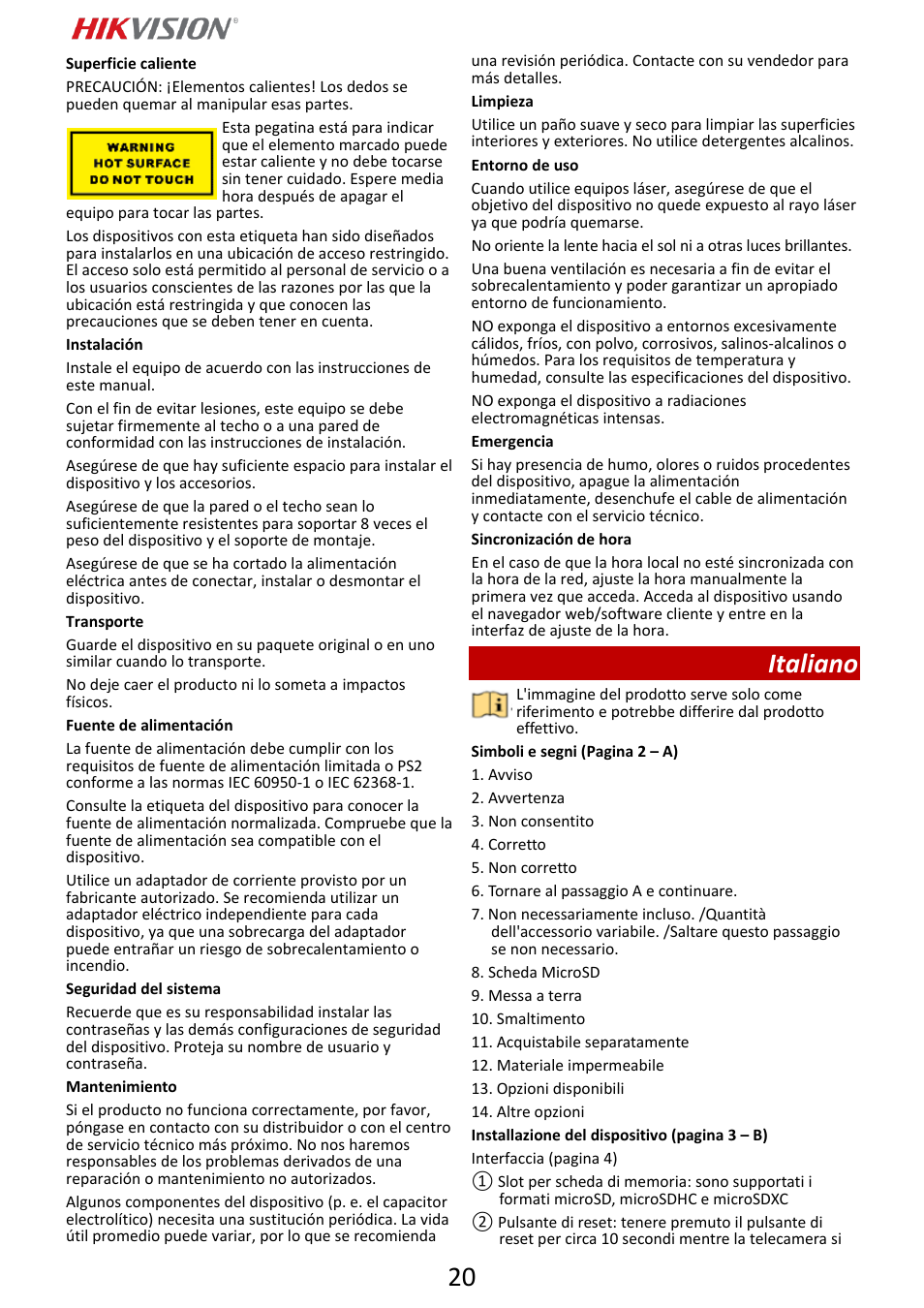 Italiano | Hikvision DS-2DF6A832X-DE3 8MP PTZ Network Dome Camera User Manual | Page 21 / 57