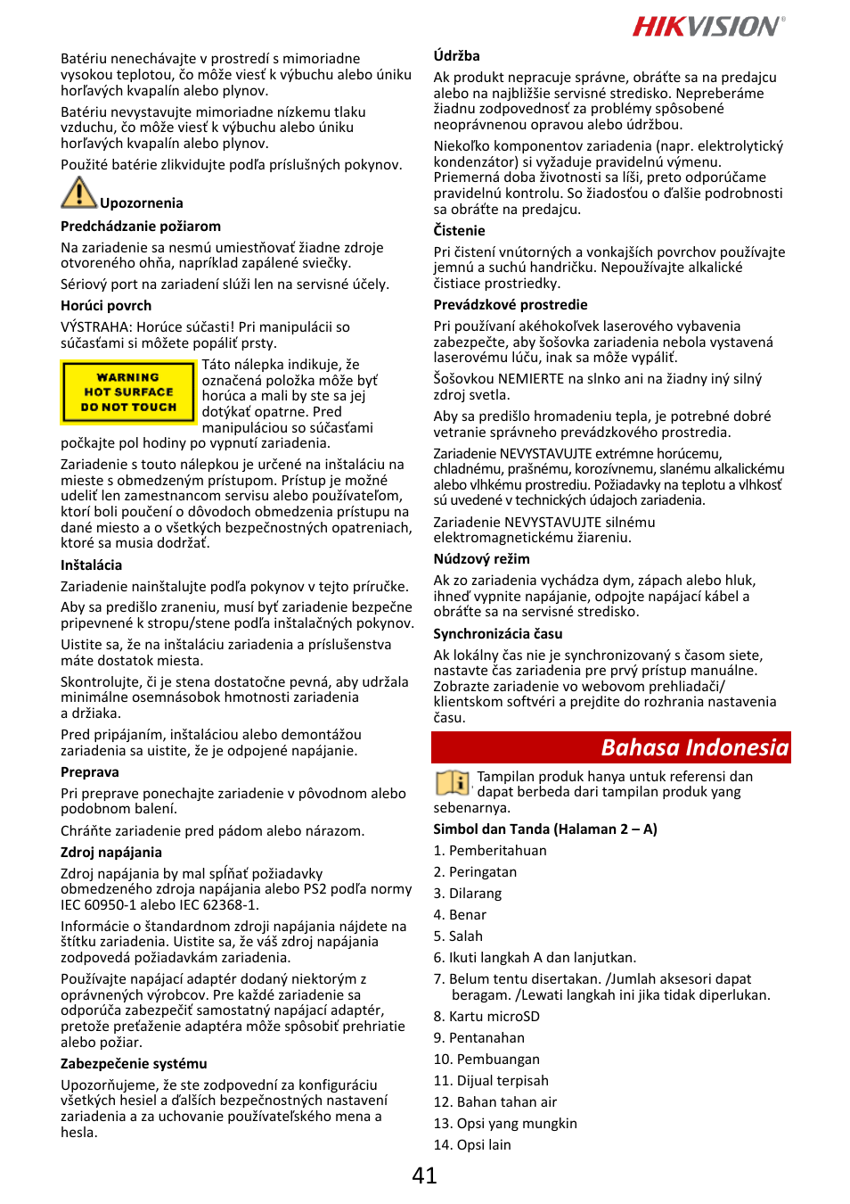 Bahasa indonesia | Hikvision DS-2DF6A832X-DE3 8MP PTZ Network Dome Camera User Manual | Page 42 / 57