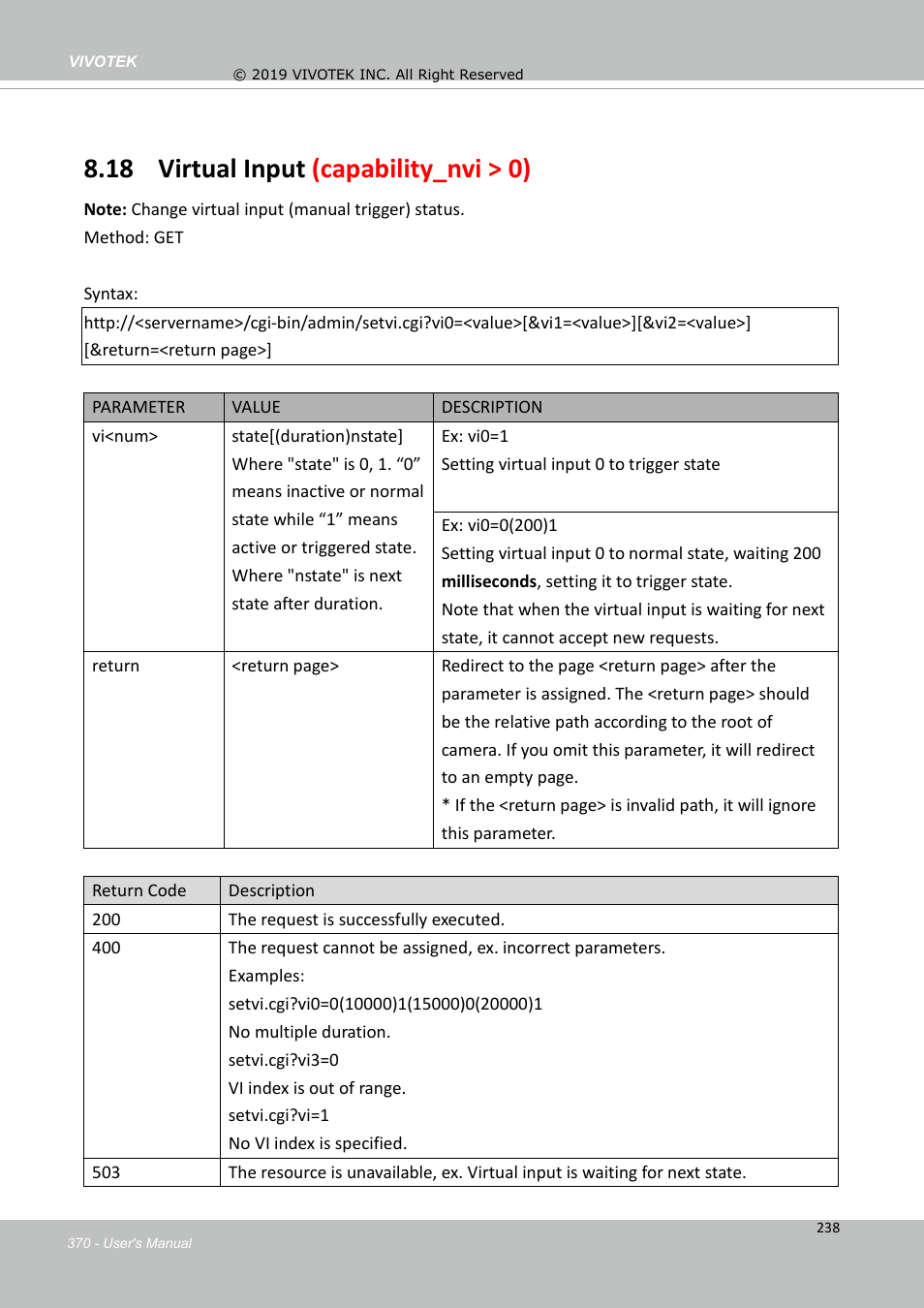 18 virtual input (capability_nvi > 0) | Vivotek FD9388-HTV 5MP Outdoor Network Dome Camera with Night Vision User Manual | Page 370 / 407