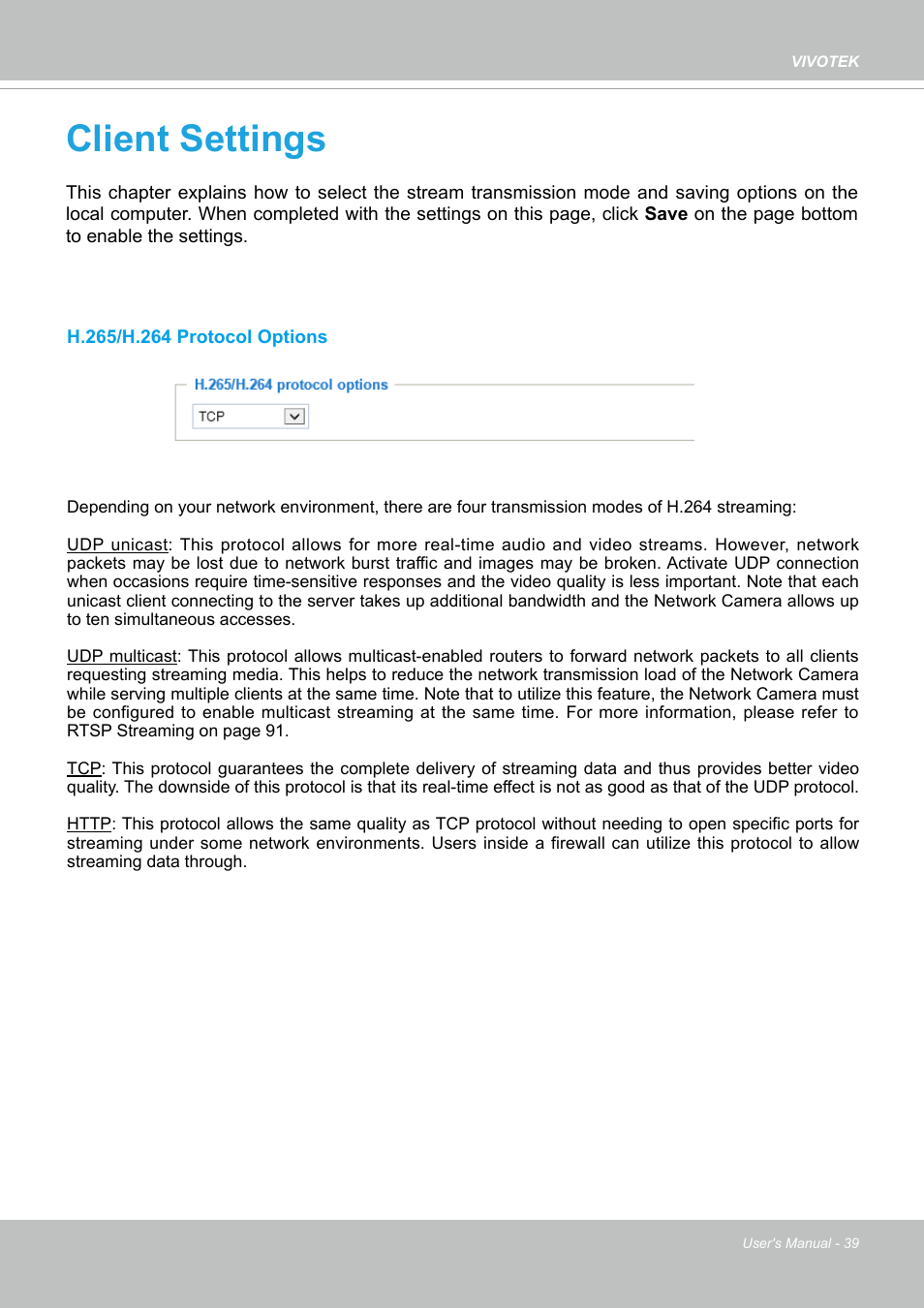 Client settings, Please refer to | Vivotek FD9388-HTV 5MP Outdoor Network Dome Camera with Night Vision User Manual | Page 39 / 407