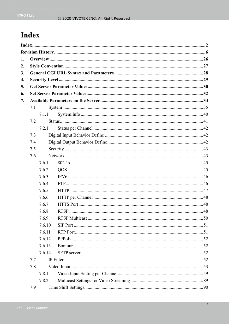 Index | Vivotek S Series IZ9361-EH 1080p Outdoor Network Bullet Camera with Heater User Manual | Page 156 / 458