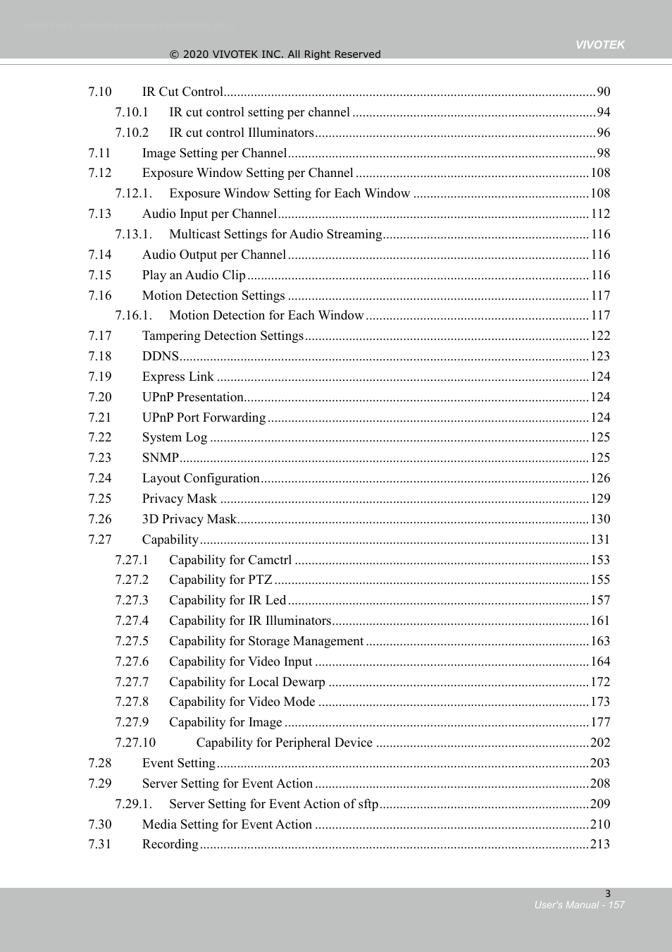 Index | Vivotek S Series IZ9361-EH 1080p Outdoor Network Bullet Camera with Heater User Manual | Page 157 / 458