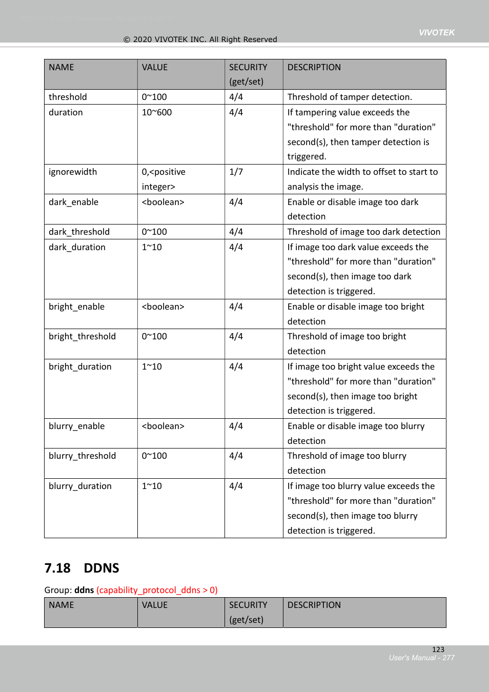 17 tampering detection settings, 18 ddns | Vivotek S Series IZ9361-EH 1080p Outdoor Network Bullet Camera with Heater User Manual | Page 277 / 458