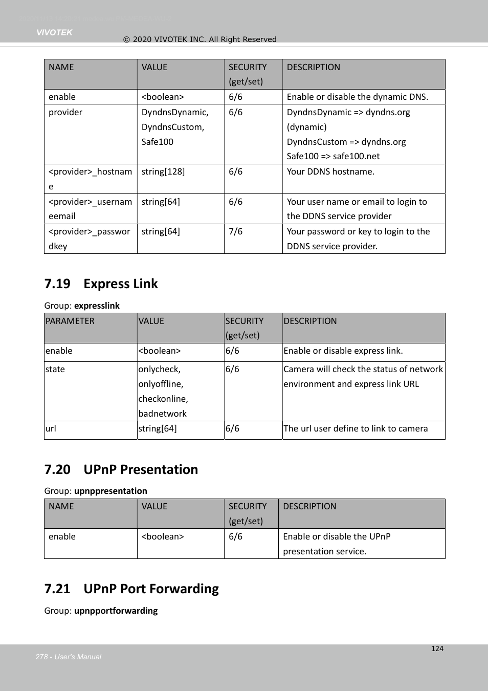 19 express link, 20 upnp presentation, 21 upnp port forwarding | Vivotek S Series IZ9361-EH 1080p Outdoor Network Bullet Camera with Heater User Manual | Page 278 / 458