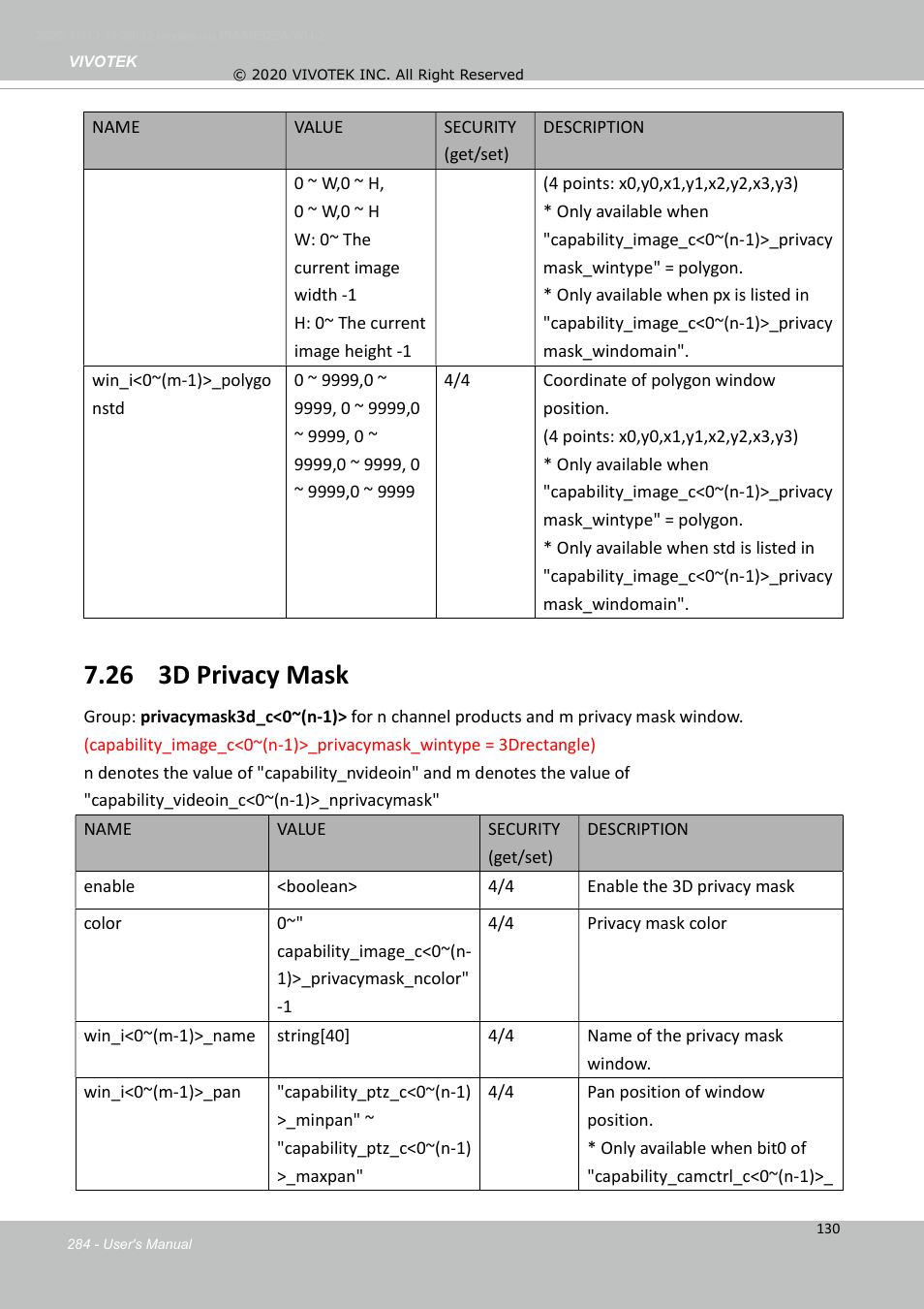 26 3d privacy mask | Vivotek S Series IZ9361-EH 1080p Outdoor Network Bullet Camera with Heater User Manual | Page 284 / 458