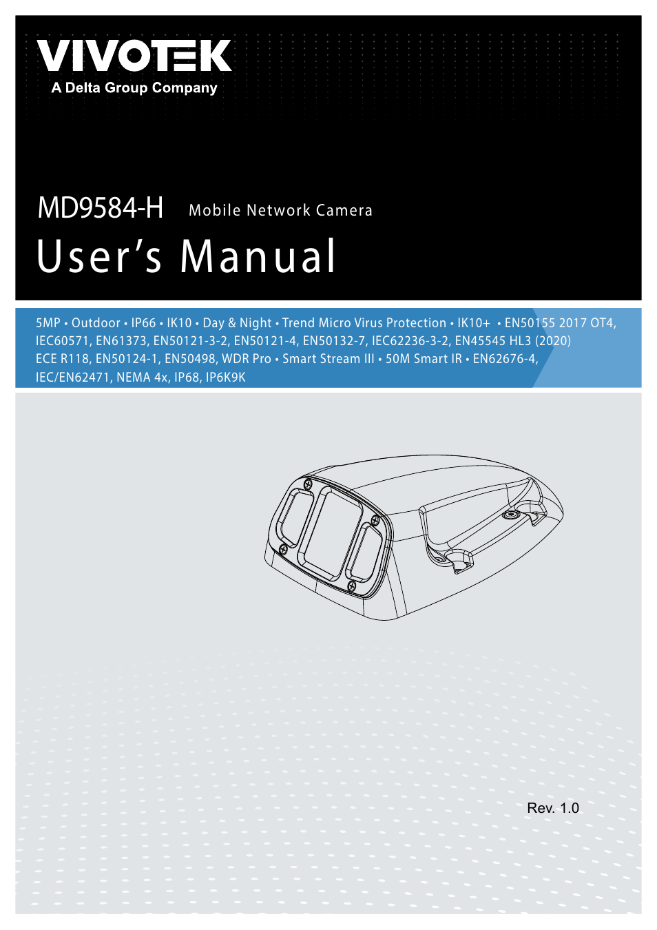 Vivotek MD9584-HF3 5MP Outdoor Network Mobile Dome Camera with Night Vision, Heater & 3.6mm Lens User Manual | 453 pages