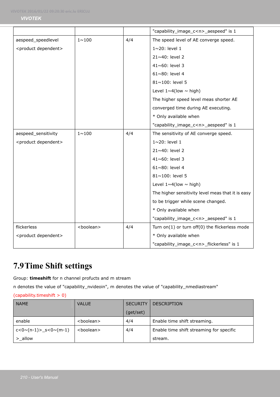9time shift settings | Vivotek FE9380-HV 5MP Outdoor Network Fisheye Dome Camera with Night Vision User Manual | Page 210 / 352