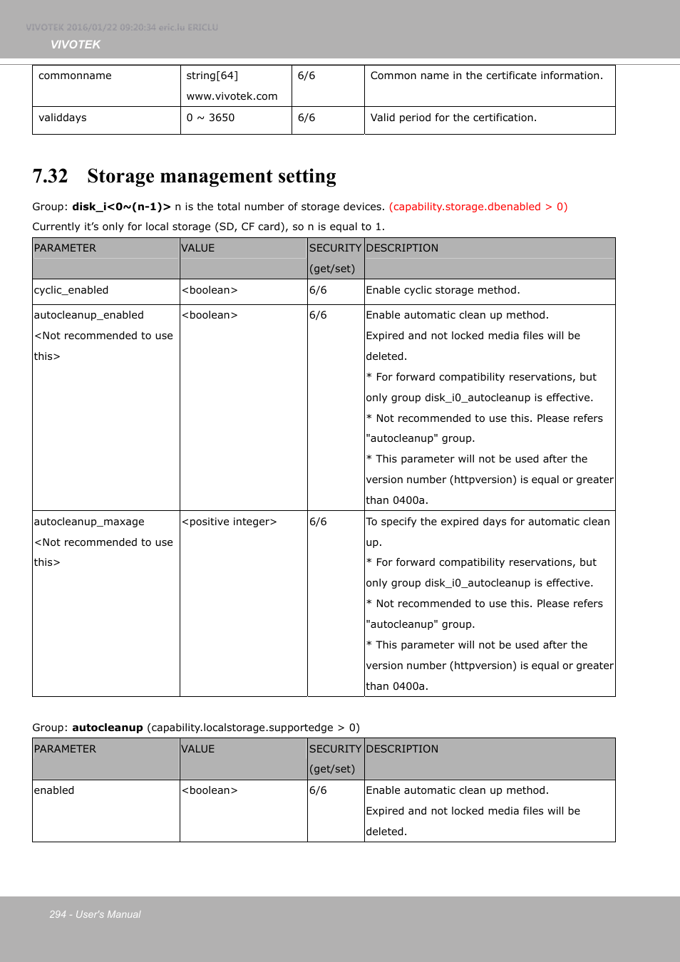 32 storage management setting | Vivotek FE9380-HV 5MP Outdoor Network Fisheye Dome Camera with Night Vision User Manual | Page 294 / 352