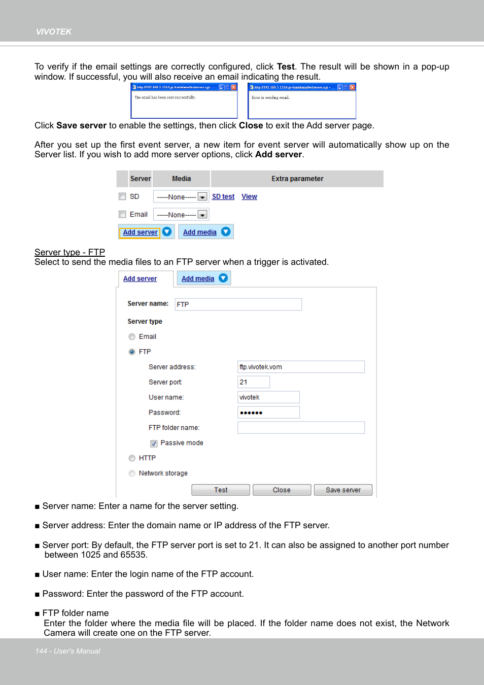 Vivotek SD9161-H-v2 2MP PTZ Network Dome Camera User Manual | Page 144 / 473