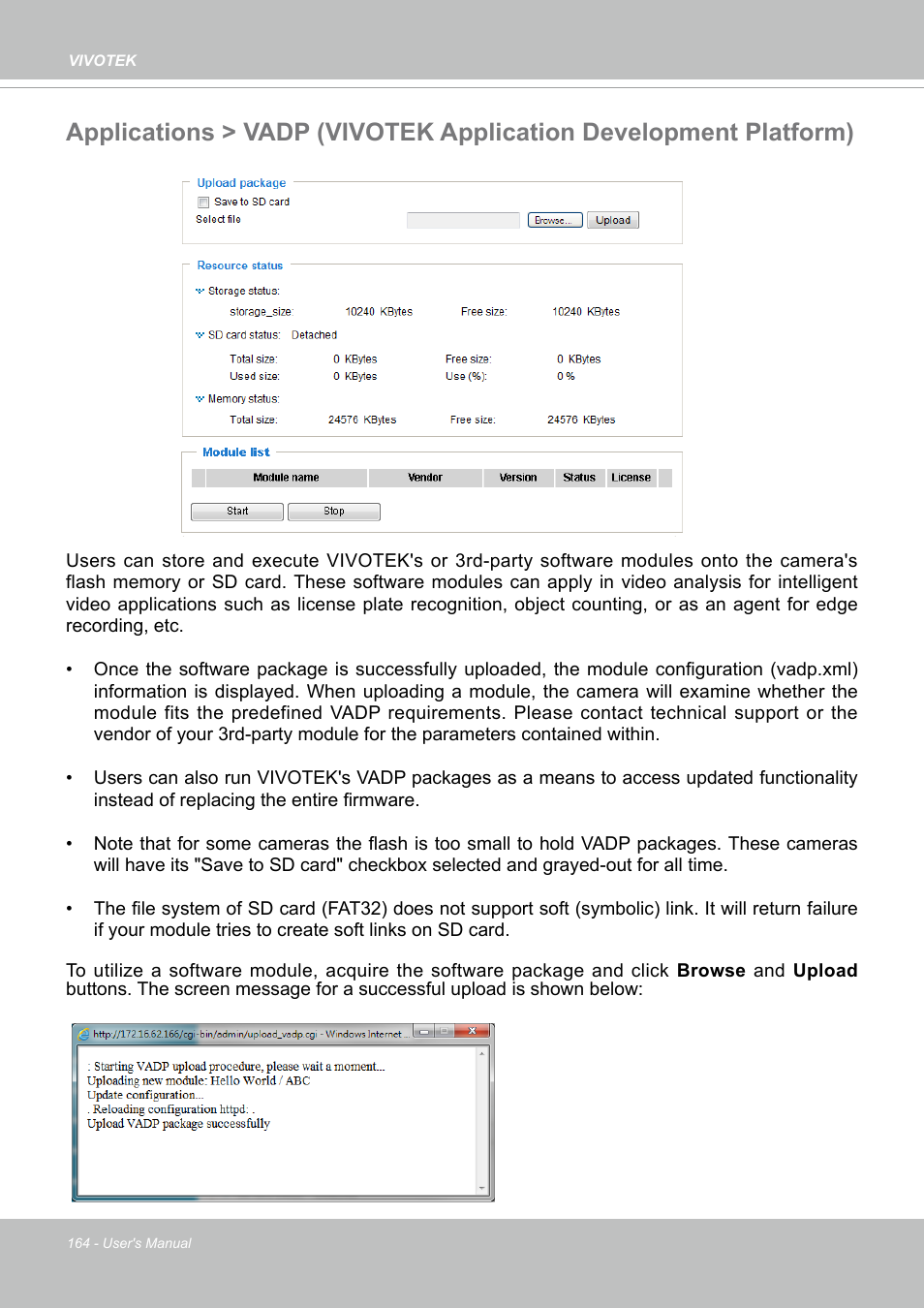 Configuration options with vadp modules | Vivotek SD9161-H-v2 2MP PTZ Network Dome Camera User Manual | Page 164 / 473