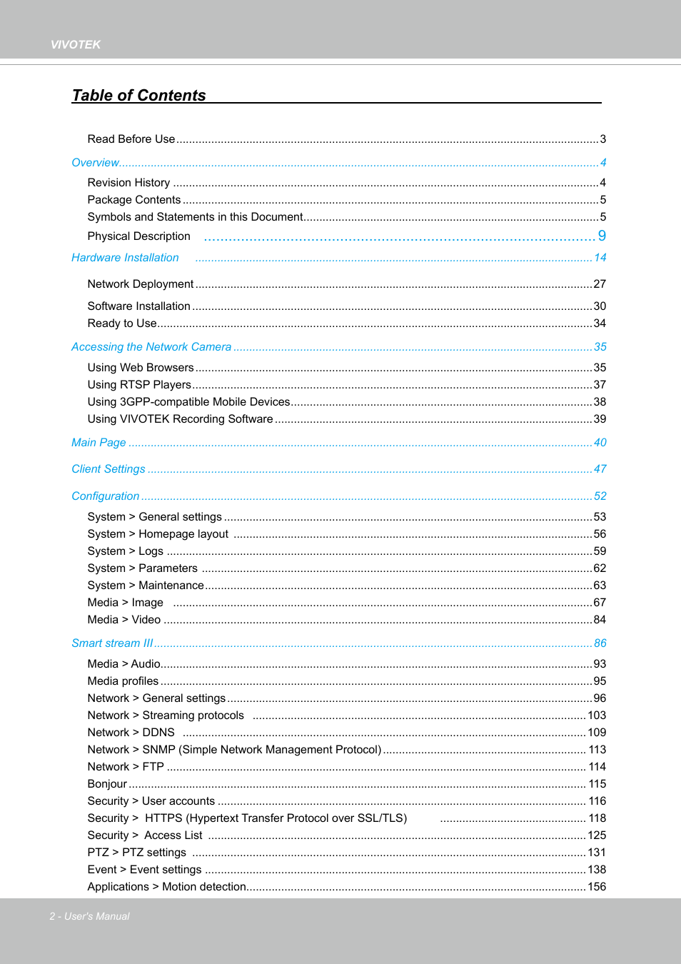 Vivotek SD9161-H-v2 2MP PTZ Network Dome Camera User Manual | Page 2 / 473