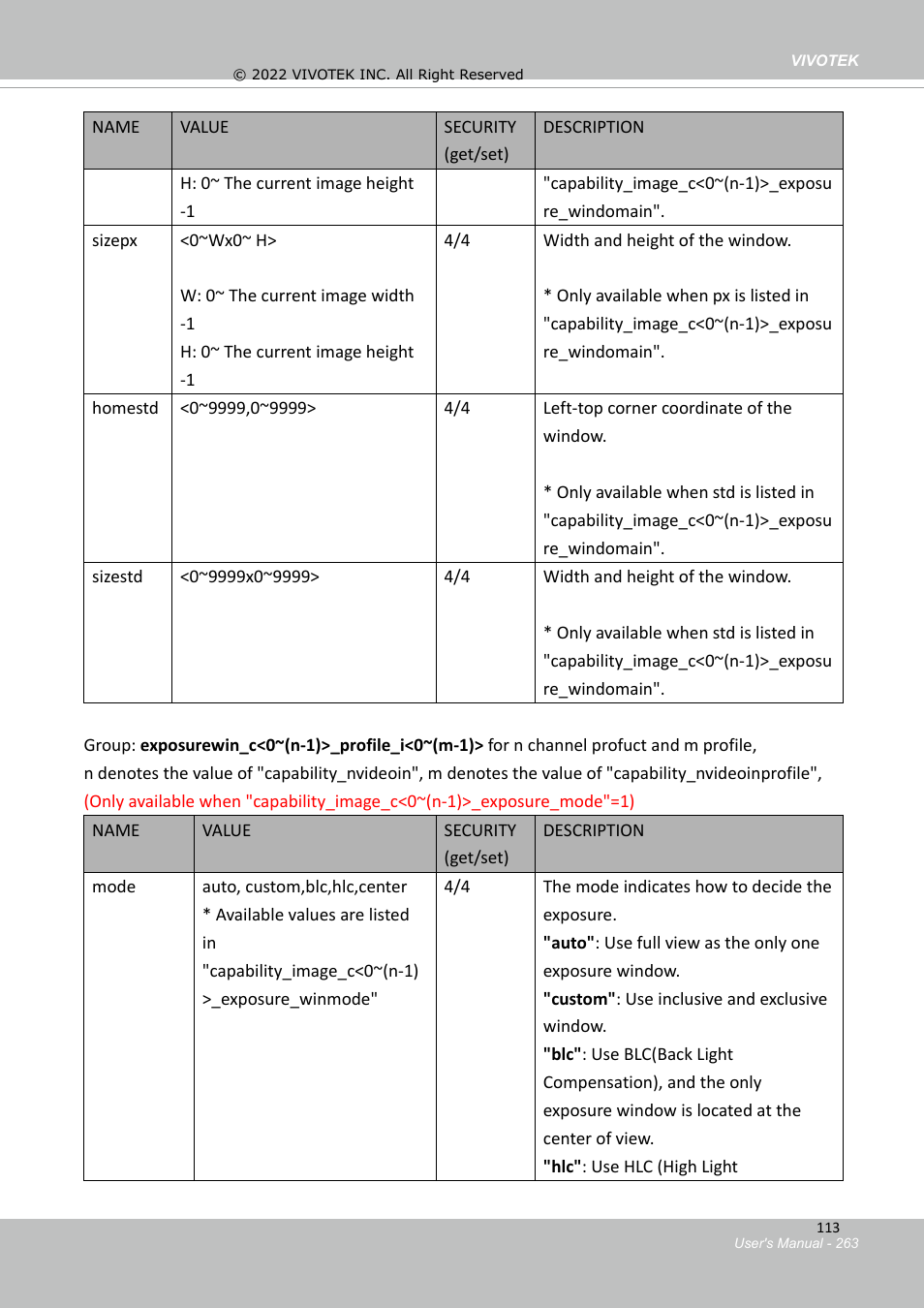 Exposure window setting for each window | Vivotek SD9161-H-v2 2MP PTZ Network Dome Camera User Manual | Page 263 / 473