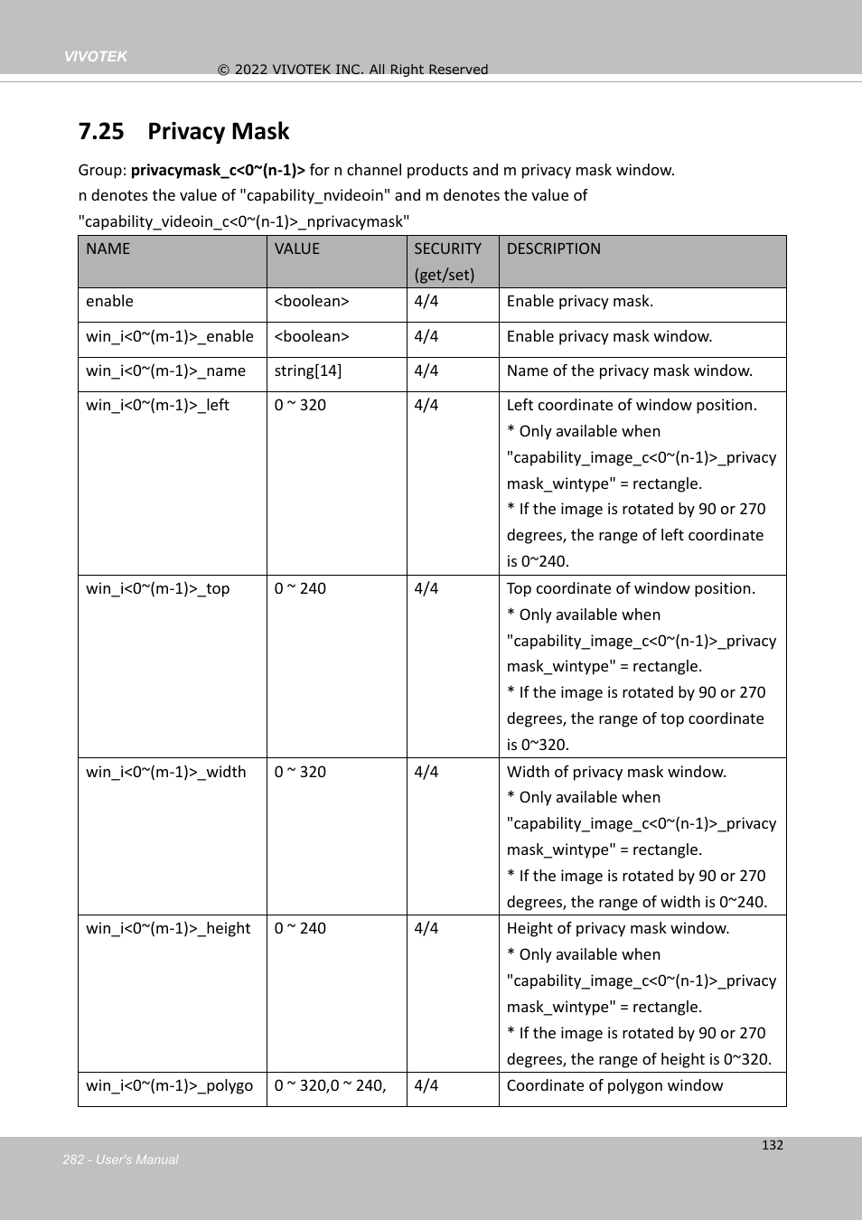 25 privacy mask | Vivotek SD9161-H-v2 2MP PTZ Network Dome Camera User Manual | Page 282 / 473