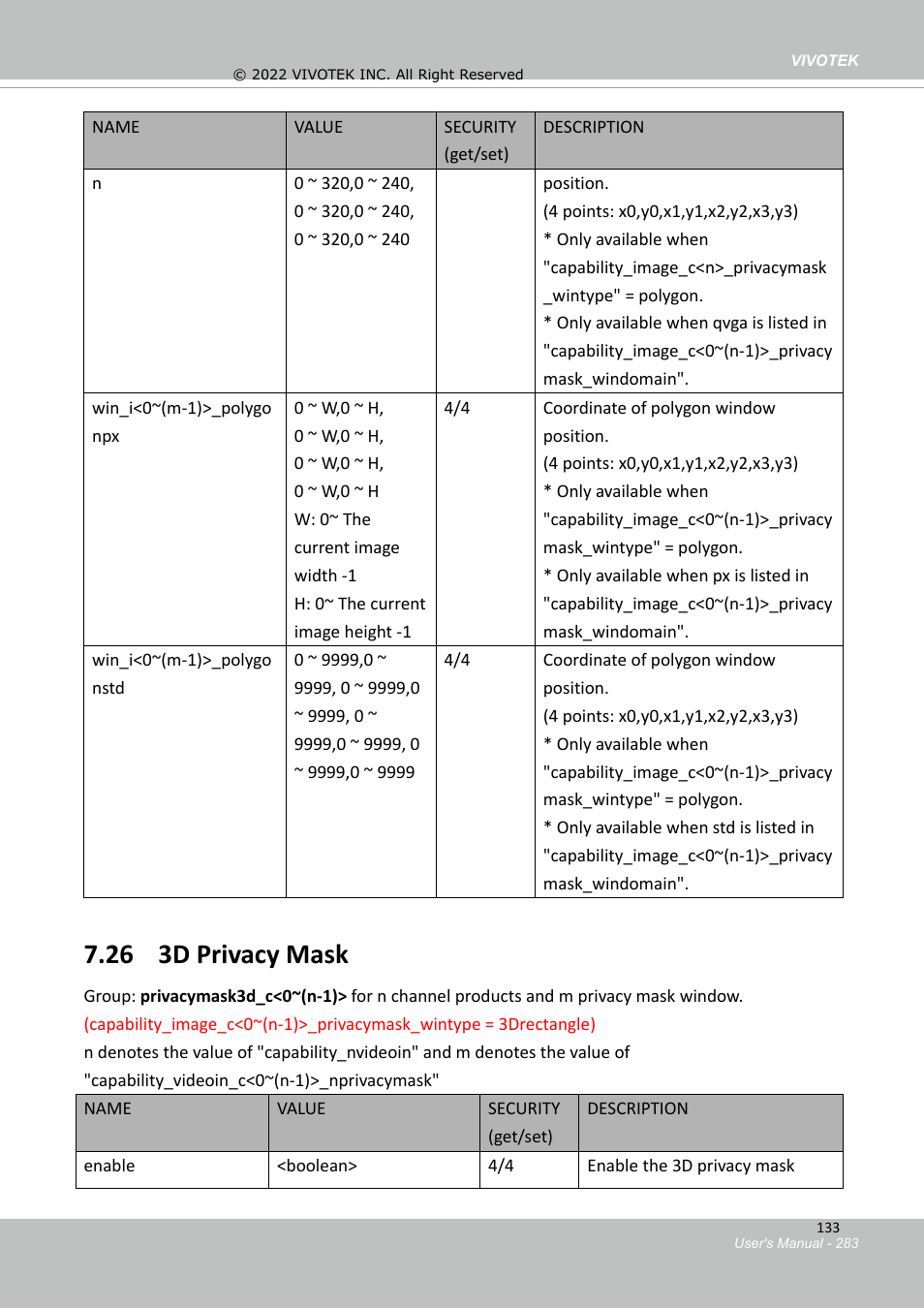 25 privacy mask, 26 3d privacy mask | Vivotek SD9161-H-v2 2MP PTZ Network Dome Camera User Manual | Page 283 / 473