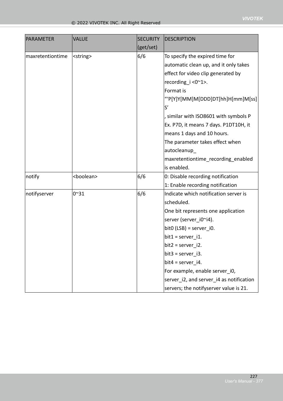 31 recording | Vivotek SD9161-H-v2 2MP PTZ Network Dome Camera User Manual | Page 377 / 473