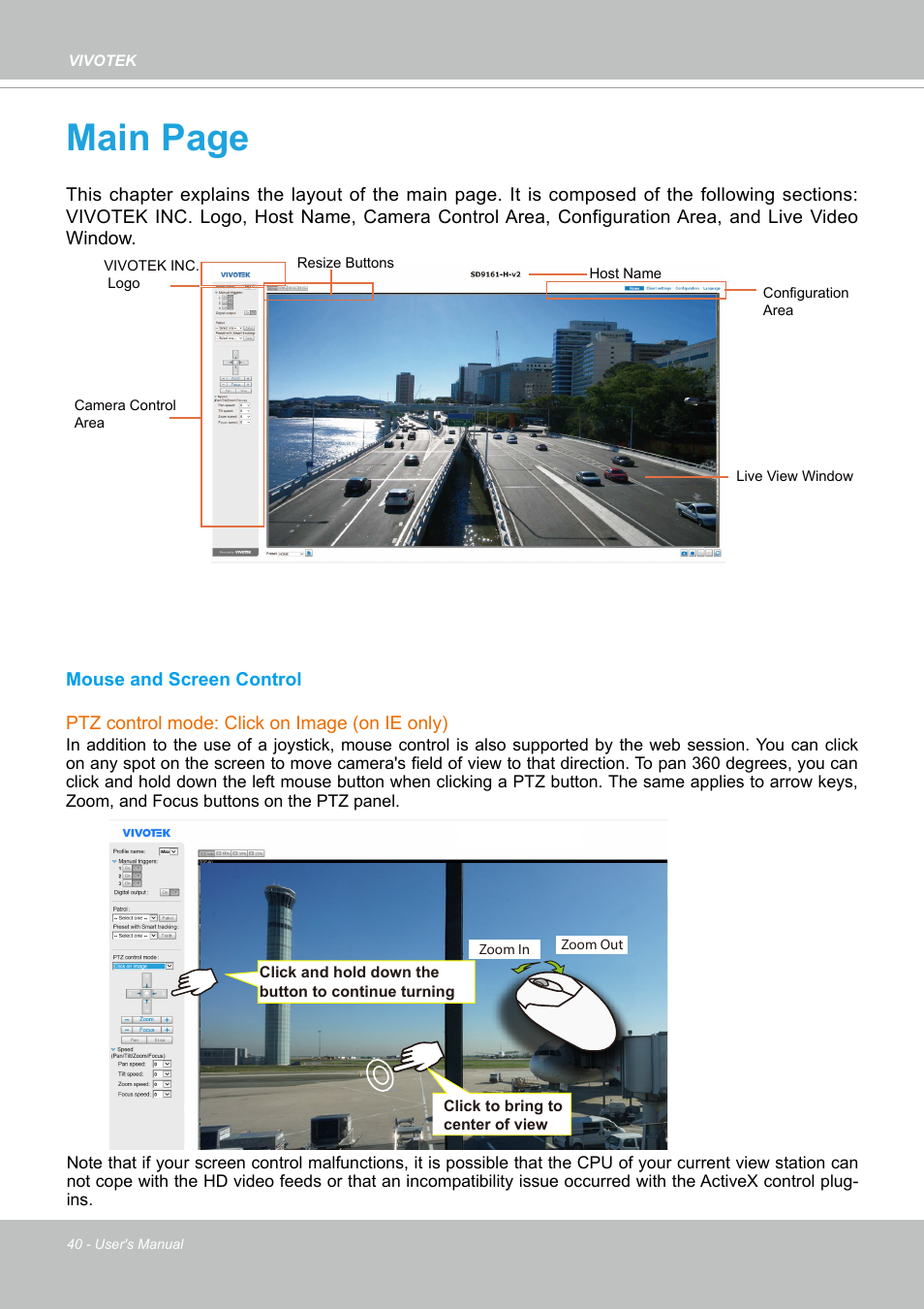 Main page | Vivotek SD9161-H-v2 2MP PTZ Network Dome Camera User Manual | Page 40 / 473
