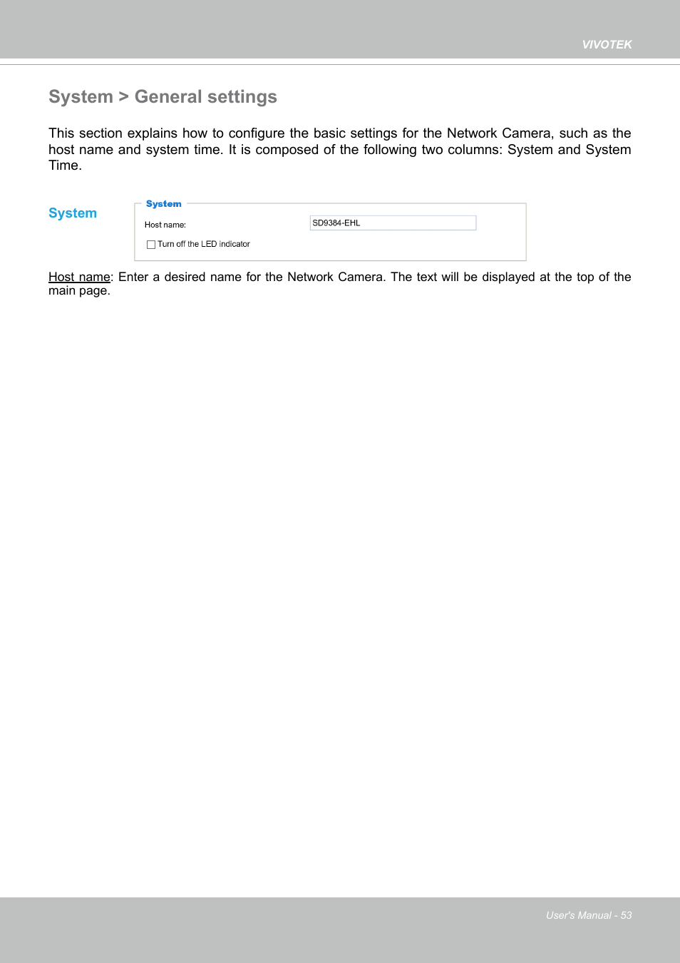 System > general settings | Vivotek SD9161-H-v2 2MP PTZ Network Dome Camera User Manual | Page 53 / 473