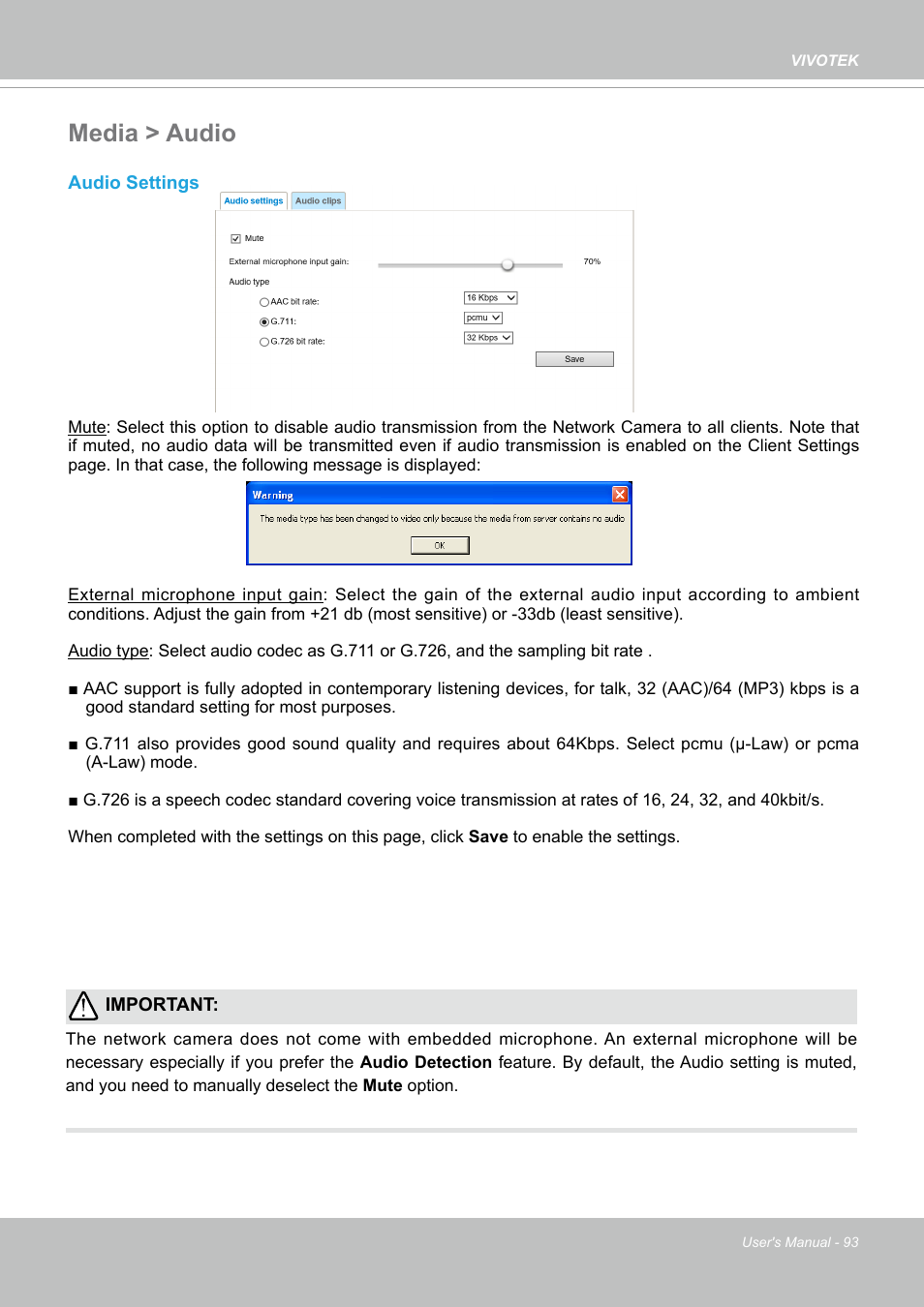 Media > audio | Vivotek SD9161-H-v2 2MP PTZ Network Dome Camera User Manual | Page 93 / 473