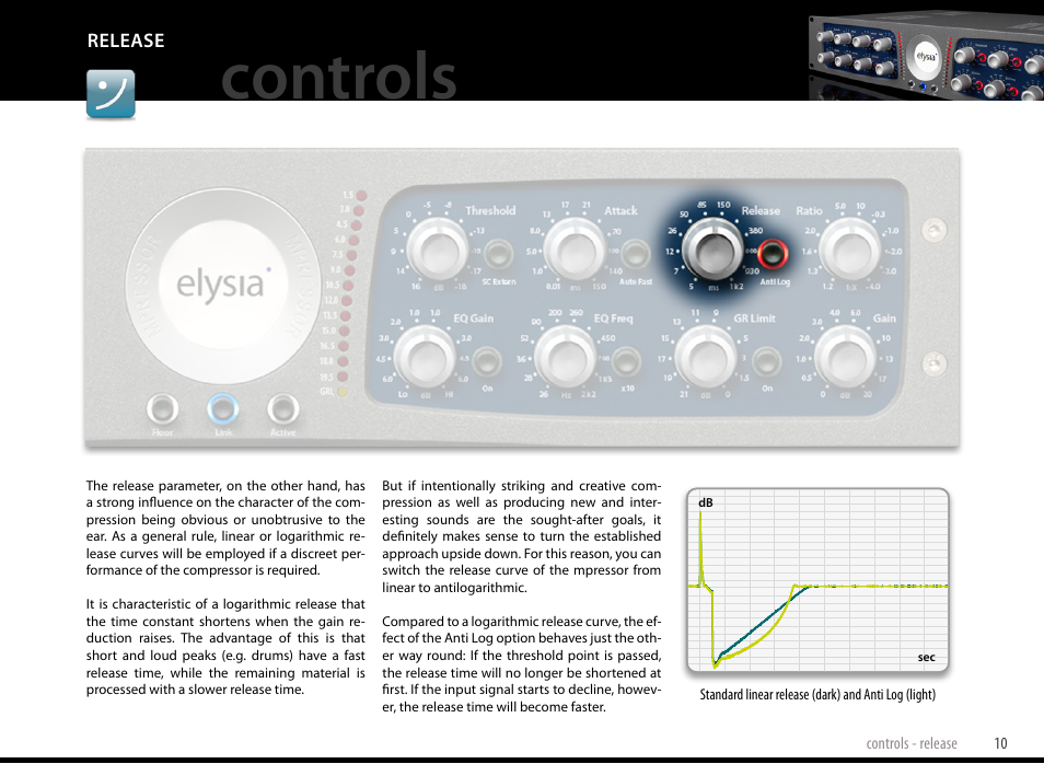Release, Controls | elysia mpressor Dual-Channel Creative Compressor User Manual | Page 10 / 29