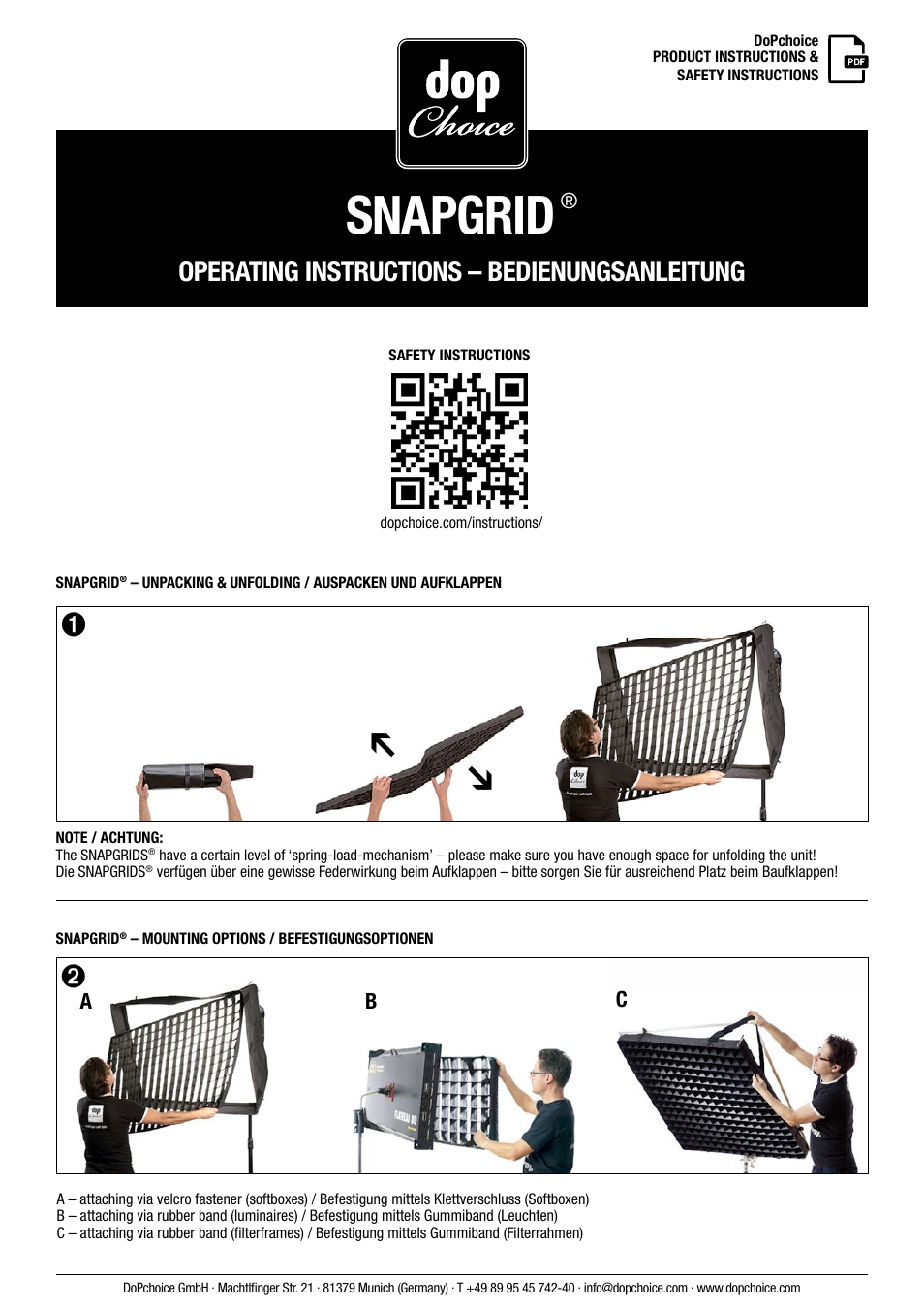 TRP WORLDWIDE SNAPGRID for Octa 3' SNAPBAG User Manual | 2 pages