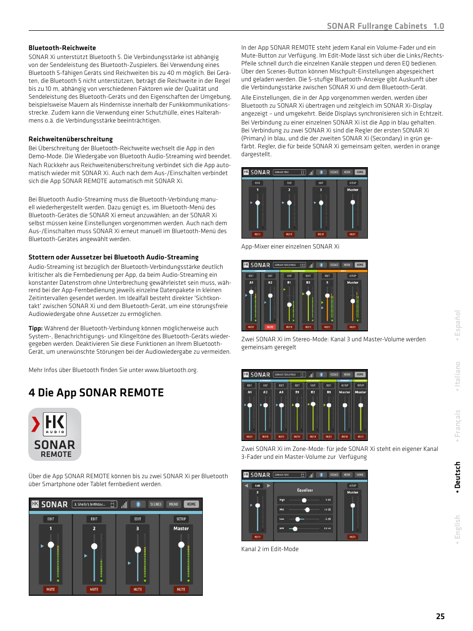 Sonar, 4 die app sonar remote | HK Audio SONAR 110 Xi 2-Way 800W 10" Powered Speaker User Manual | Page 25 / 72