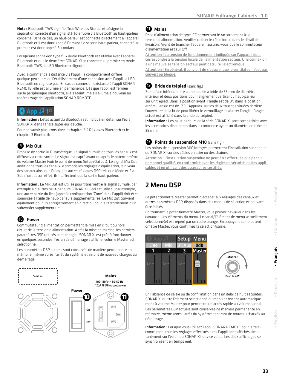 2 menu dsp | HK Audio SONAR 110 Xi 2-Way 800W 10" Powered Speaker User Manual | Page 33 / 72