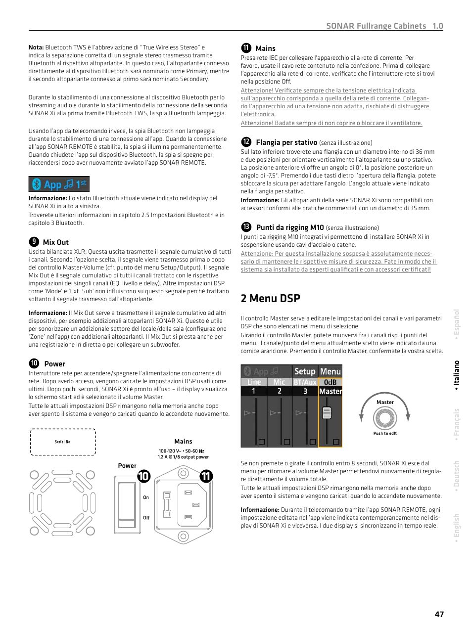 2 menu dsp | HK Audio SONAR 110 Xi 2-Way 800W 10" Powered Speaker User Manual | Page 47 / 72