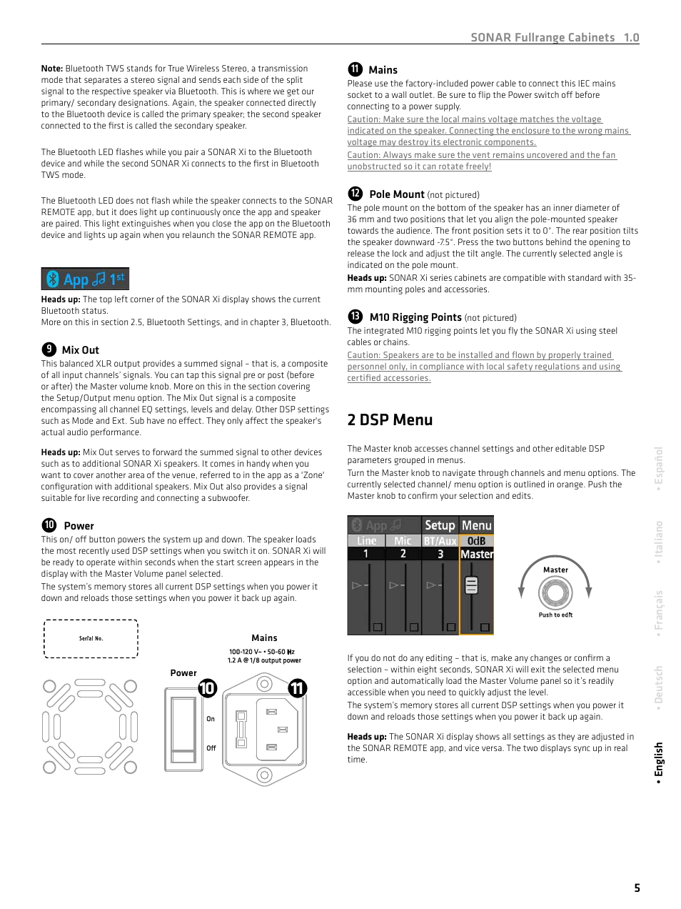 2 dsp menu | HK Audio SONAR 110 Xi 2-Way 800W 10" Powered Speaker User Manual | Page 5 / 72