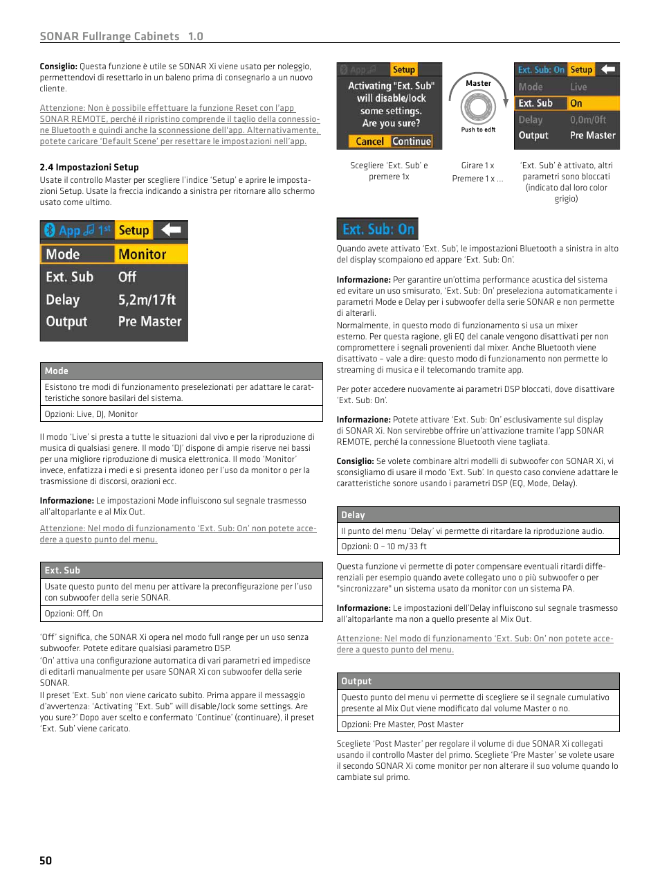 Sonar fullrange cabinets 1.0 50 | HK Audio SONAR 110 Xi 2-Way 800W 10" Powered Speaker User Manual | Page 50 / 72