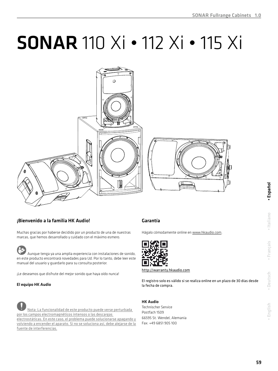 HK Audio SONAR 110 Xi 2-Way 800W 10" Powered Speaker User Manual | Page 59 / 72