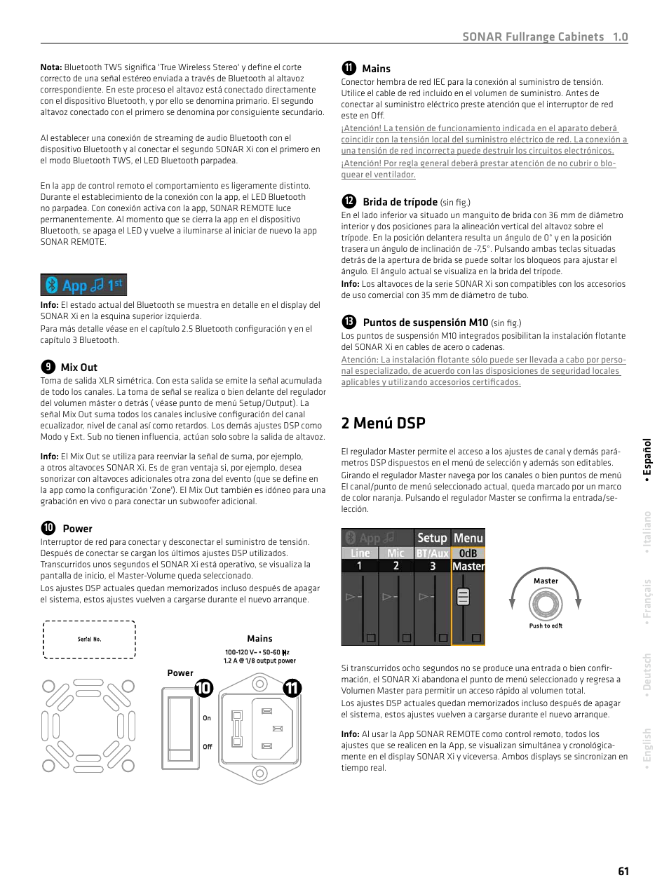 2 menú dsp | HK Audio SONAR 110 Xi 2-Way 800W 10" Powered Speaker User Manual | Page 61 / 72