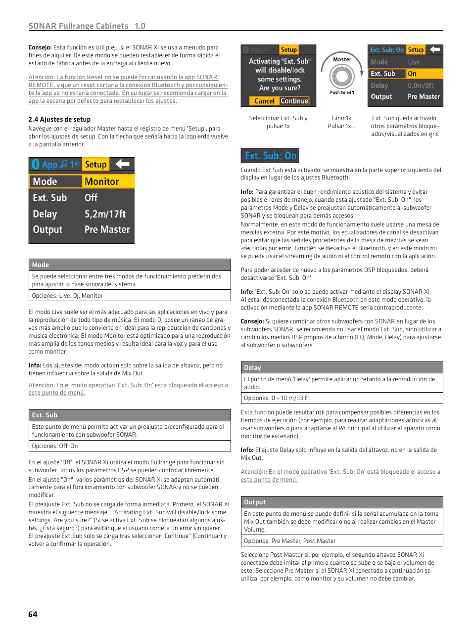 Sonar fullrange cabinets 1.0 64 | HK Audio SONAR 110 Xi 2-Way 800W 10" Powered Speaker User Manual | Page 64 / 72