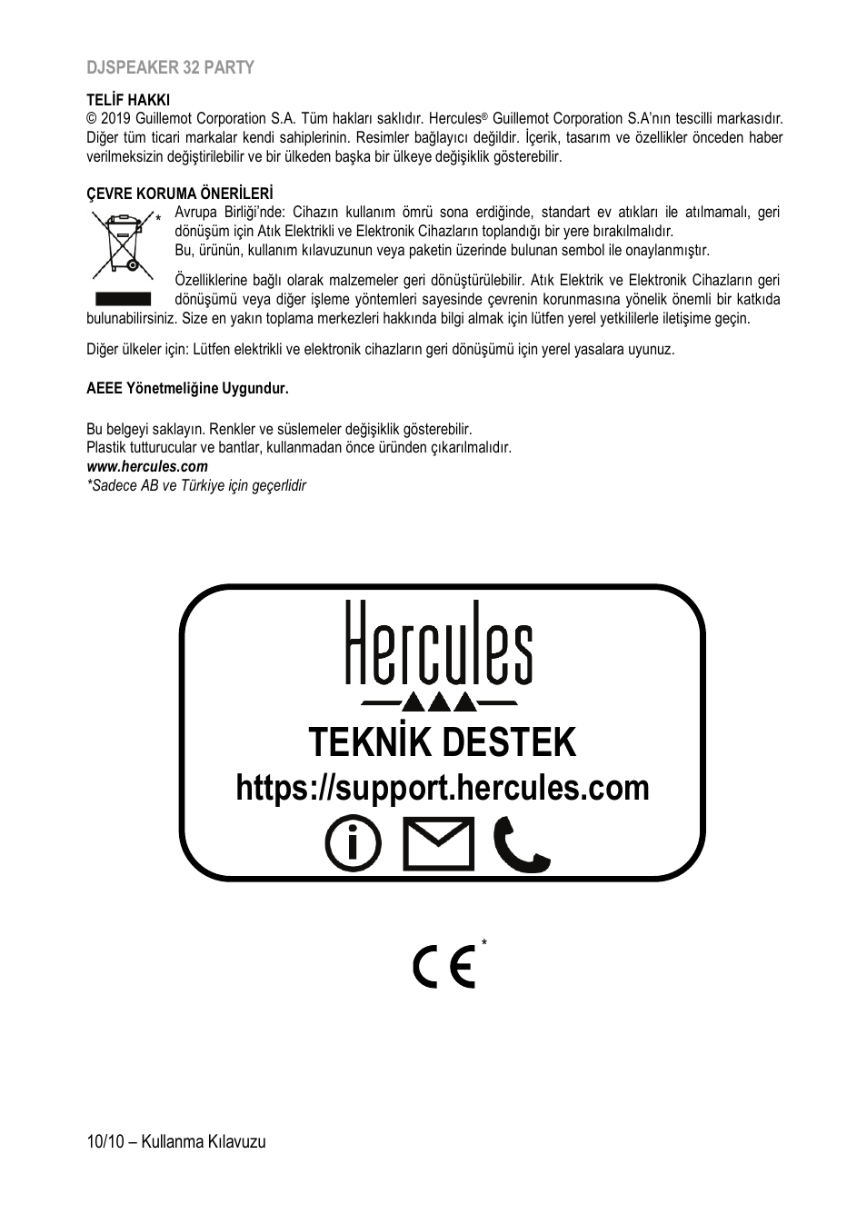 Tekni̇k destek | Hercules DJSpeaker 32 Party 3" Powered Speakers with Integrated Light Dome (Pair) User Manual | Page 101 / 195