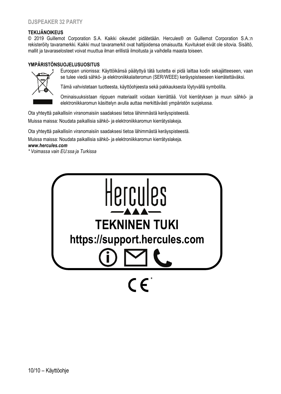 Tekninen tuki | Hercules DJSpeaker 32 Party 3" Powered Speakers with Integrated Light Dome (Pair) User Manual | Page 165 / 195