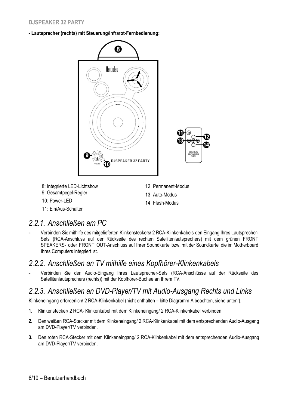 Anschließen am pc | Hercules DJSpeaker 32 Party 3" Powered Speakers with Integrated Light Dome (Pair) User Manual | Page 27 / 195