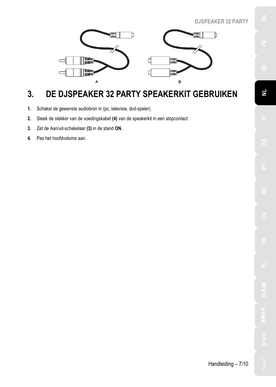 De djspeaker 32 party speakerkit gebruiken | Hercules DJSpeaker 32 Party 3" Powered Speakers with Integrated Light Dome (Pair) User Manual | Page 38 / 195