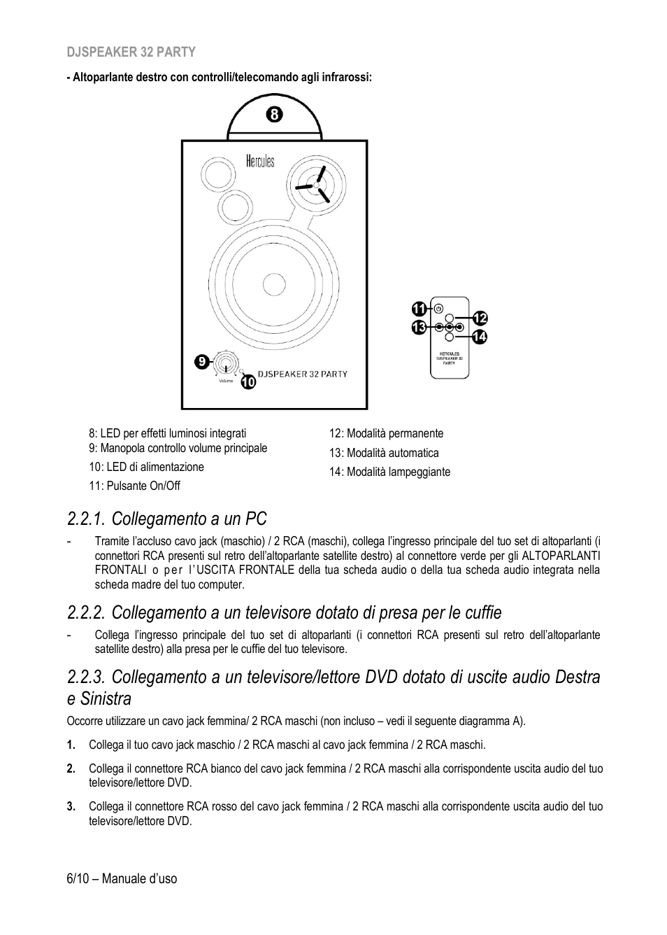 Collegamento a un pc | Hercules DJSpeaker 32 Party 3" Powered Speakers with Integrated Light Dome (Pair) User Manual | Page 47 / 195